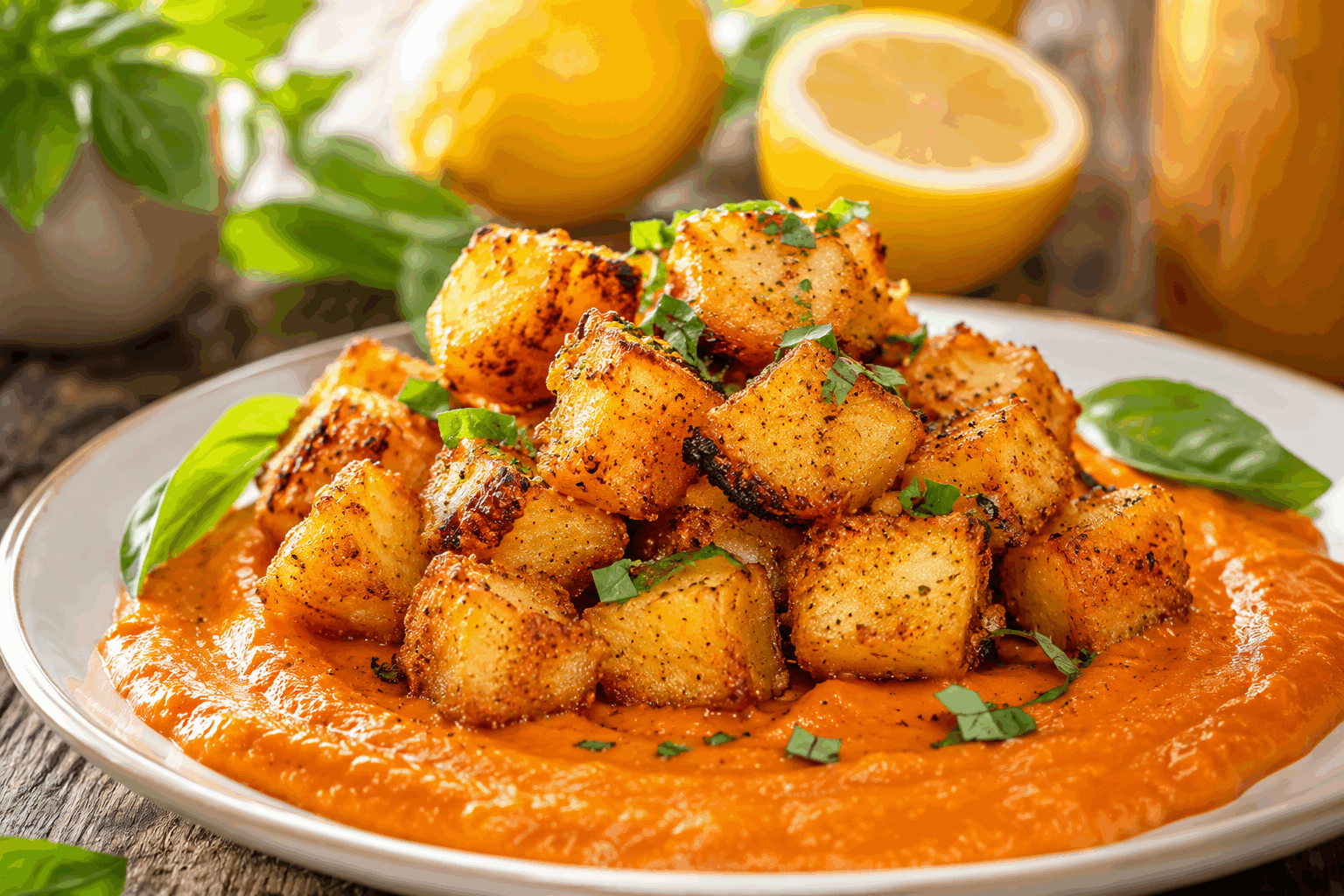 Pommes de terre croustillantes et crème de poivrons : la recette en 15 minutes qui change tout 🔥 Description Cette recette rapide et savoureuse associe des pommes de terre crousti-moumoutes dorées à une crème onctueuse et légèrement relevée de poivrons rouges. Idéale pour un repas express ou une entrée gourmande, elle séduit par ses contrastes de textures et ses saveurs fraîches et légèrement fumées. Informations Temps de préparation : 5 minutes Temps de cuisson : 10 minutes Nombre de portions : 4 personnes Difficulté : Facile Ingrédients Pour les pommes de terre croustillantes 600 g de pommes de terre Charlotte ou Amandine 2 cuillères à soupe d’huile d’olive 1 pincée de sel 1 pincée de poivre noir Pour la crème de poivrons 2 poivrons rouges 100 ml de crème fraîche épaisse 1 gousse d’ail 1 cuillère à soupe d’huile d’olive Sel et poivre du moulin Préparation Épluche les pommes de terre et coupe-les en fines rondelles d’environ 3 mm d’épaisseur pour maximiser le croustillant. Chauffe l’huile d’olive dans une grande poêle à feu moyen-vif. Dispose les rondelles de pommes de terre en une seule couche et fais-les dorer 4 à 5 minutes de chaque côté sans les remuer trop tôt pour qu’elles soient bien croustillantes. Pendant ce temps, lave les poivrons, coupe-les en deux, enlève les graines et place-les sous le gril du four à 220°C pour 8 minutes, jusqu’à ce que la peau noircisse légèrement. Emballe les poivrons grillés dans du papier film pour les faire « suer » 5 minutes. Puis, enlève la peau carbonisée et mixe les poivrons avec la crème fraîche, la gousse d’ail, l’huile d’olive, le sel et le poivre jusqu’à obtenir une crème lisse. Vérifie la cuisson des pommes de terre : elles doivent être dorées et croustillantes à l’extérieur, tendres à l’intérieur. Sale et poivre selon ton goût. Sers les pommes de terre chaudes avec la crème de poivrons tiède ou froide en accompagnement ou en entrée. Astuces Pour des pommes de terre encore plus croustillantes, fais-les tremper dans de l’eau froide 10 minutes avant la cuisson, puis sèche-les bien. Tu peux utiliser du paprika fumé dans la crème de poivrons pour renforcer le goût fumé et relever la saveur. Cette crème peut se préparer à l’avance et se conserver au frais 24h, elle révèle encore plus ses arômes après repos. Pour gagner du temps, utilise des poivrons grillés en bocal de bonne qualité. Service Présente les pommes de terre bien dorées et la crème de poivrons dans de petites coupelles ou nappées directement dans l’assiette. Ce plat accompagne parfaitement une viande grillée ou un poisson, mais peut aussi se déguster seul en tapas lors d’un apéritif gourmand.