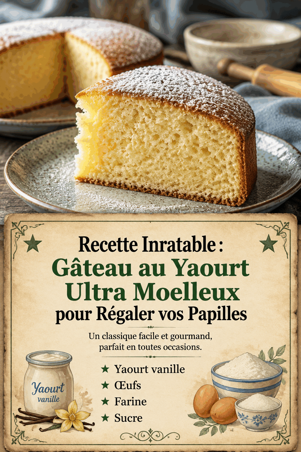Recette Inratable : Gâteau au Yaourt Ultra Moelleux pour Régaler vos Papilles