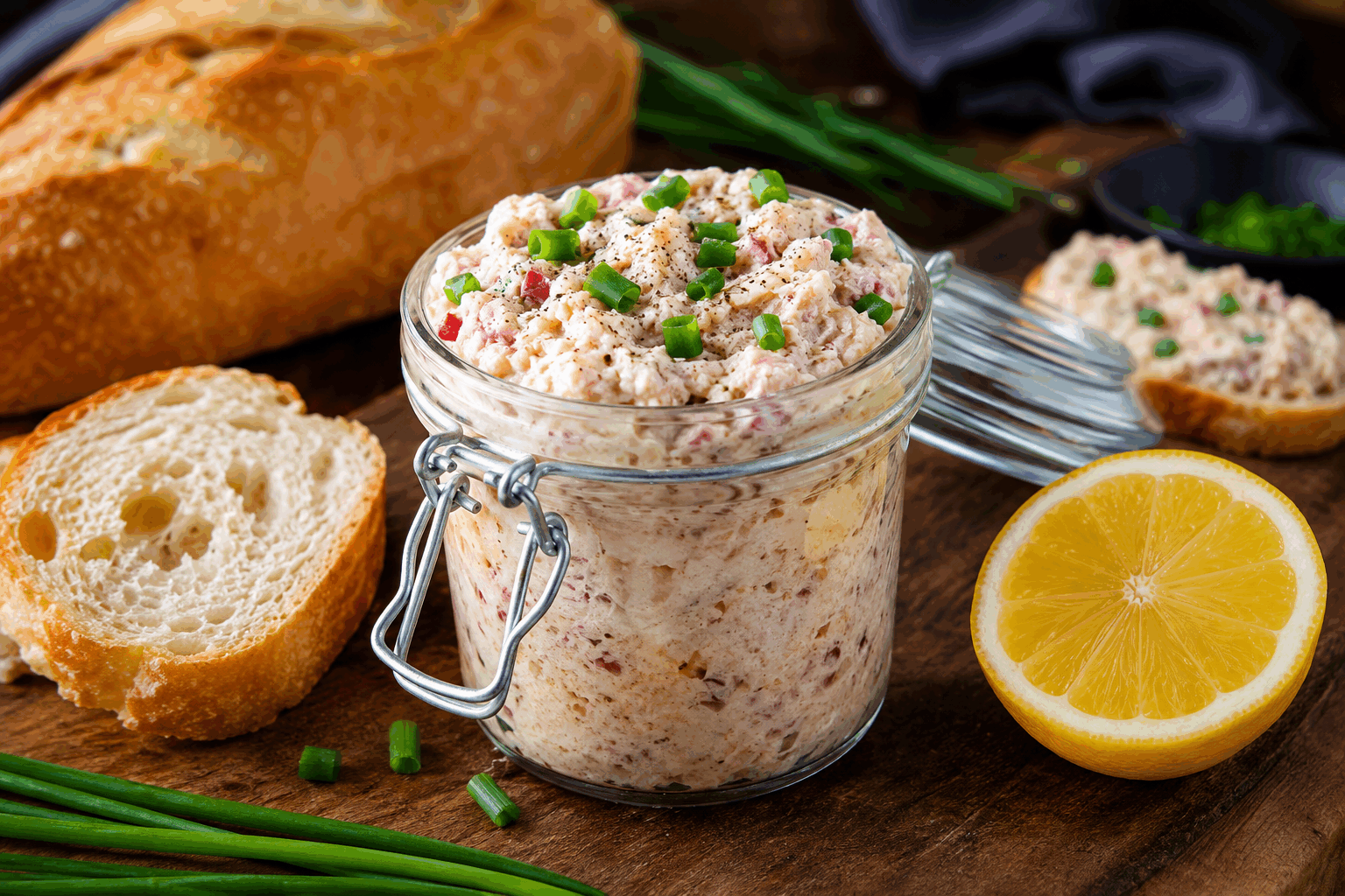 Rillettes de thon maison en 5 minutes, le secret pour une tartinade irrésistible 😍 Description Les rillettes de thon maison sont une tartinade fraîche et savoureuse, parfaite pour un apéritif express ou un déjeuner léger. Faciles et rapides à préparer, elles associent la douceur du thon à la fraîcheur des herbes et à une texture onctueuse qui plaît à tous. Une recette idéale pour surprendre vos invités ou vous faire plaisir sans prise de tête. Informations Temps de préparation : 5 minutes Temps de cuisson : 0 minute Nombre de portions : 4 personnes Difficulté : Facile Ingrédients Pour les rillettes 200 g de thon au naturel égoutté 50 g de fromage frais (type Philadelphia ou Saint Môret) 1 cuillère à soupe de crème fraîche épaisse 1 cuillère à soupe de jus de citron 1 cuillère à soupe de câpres hachées 1 cuillère à soupe de persil frais ciselé 1 échalote finement hachée Sel et poivre du moulin 1 cuillère à soupe d'huile d'olive Préparation Égoutte soigneusement le thon au naturel pour éviter que la préparation soit trop humide. Mets le thon, le fromage frais, la crème fraîche, le jus de citron, l'huile d'olive, les câpres, l'échalote et le persil dans un bol. Écrase le mélange avec une fourchette ou utilise un mixeur plongeant pendant quelques secondes pour obtenir une texture homogène mais encore légèrement grumeleuse. Assaisonne avec le sel et le poivre selon ton goût. Réserve au réfrigérateur pendant 10 minutes si le temps le permet, afin que les saveurs se mélangent bien (optionnel). Astuces Utilise du thon en boîte de bonne qualité, de préférence au naturel, pour un goût plus frais et moins huileux. Pour une texture encore plus onctueuse, ajoute un peu plus de fromage frais ou un filet d’huile d’olive. Remplace le persil par de l’aneth ou de la ciboulette pour varier les saveurs. Conserve les rillettes dans un récipient hermétique au réfrigérateur et consomme-les dans les 2 jours pour une fraîcheur optimale. Service Servez ces rillettes de thon sur des tranches de pain grillé, frais ou des crackers pour un apéritif rapide et réussi. Elles accompagnent également parfaitement une salade verte ou peuvent être utilisées comme garniture pour un sandwich estival. Idéales pour les déjeuners légers, les pique-niques ou les repas improvisés entre amis.
