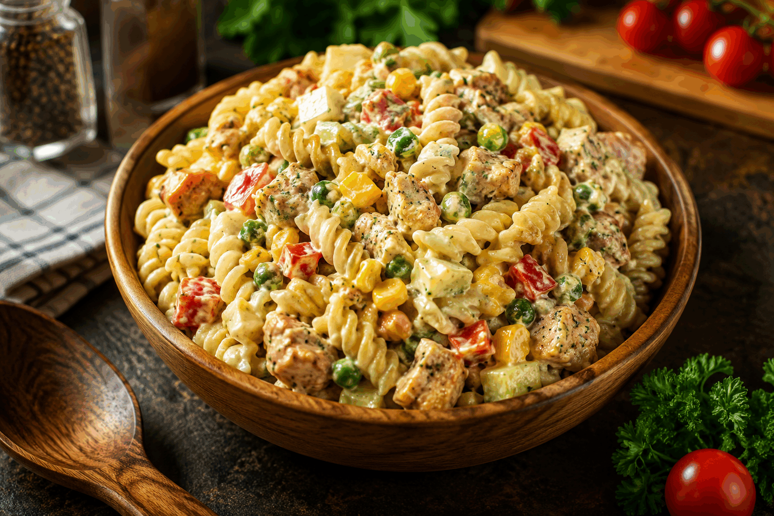 Salade de pâtes en 5 minutes, frais et savoureux comme jamais ! 🔥👌 Description Cette salade de pâtes rapide et rafraîchissante combine saveurs fraîches et textures croquantes pour un plat estival idéal. Facile à préparer en seulement 5 minutes, elle marie légumes croquants, herbes aromatiques et une vinaigrette légère. Parfaite pour un déjeuner sur le pouce, un pique-nique ou une entrée saine, cette recette simple ravira les fans de fraîcheur et d'efficacité en cuisine. Informations Temps de préparation : 5 minutes Temps de cuisson : 0 minute (pâtes précuites) Nombre de portions : 4 personnes Difficulté : Facile Ingrédients Pour la salade 250 g de pâtes courtes précuites (mini farfalle, penne ou fusilli) 1 petit concombre (env. 150 g), coupé en petits dés 12 tomates cerises, coupées en deux 100 g de fromage feta émietté 50 g de maïs doux en conserve, égoutté 1 poignée de feuilles de basilic frais, ciselées 1 petite échalote, finement hachée Pour la vinaigrette 3 cuillères à soupe d’huile d’olive extra vierge 1 cuillère à soupe de jus de citron frais 1 cuillère à café de miel liquide Sel et poivre du moulin, selon le goût Préparation Si ce n’est pas déjà fait, rince les pâtes précuites sous l’eau froide pour les refroidir et bien les égoutter. Dans un saladier, mélange les pâtes refroidies avec les dés de concombre, les tomates cerises, le maïs, le fromage feta et l’échalote hachée. Prépare la vinaigrette : dans un petit bol, fouette l’huile d’olive, le jus de citron, le miel, le sel et le poivre jusqu’à obtention d’une sauce homogène. Verse la vinaigrette sur la salade, puis ajoute les feuilles de basilic ciselées. Mélange délicatement la salade pour bien répartir les saveurs, puis rectifie l’assaisonnement si nécessaire. Réserve quelques minutes au frais avant de servir, ou dégustez immédiatement pour une fraîcheur optimale. Astuces Utilise des pâtes déjà cuites pour gagner un temps précieux et faciliter la préparation. Remplace la feta par de la mozzarella di buffala pour une texture plus fondante. Ajoute des olives noires dénoyautées pour une touche méditerranéenne supplémentaire. Pour plus de croquant, incorpore des graines de tournesol ou des pignons légèrement grillés. Service Servez cette salade de pâtes fraîche en entrée légère ou en plat principal accompagné d’un pain de campagne grillé. Parfaite pour un déjeuner d’été en terrasse ou un repas convivial entre amis.