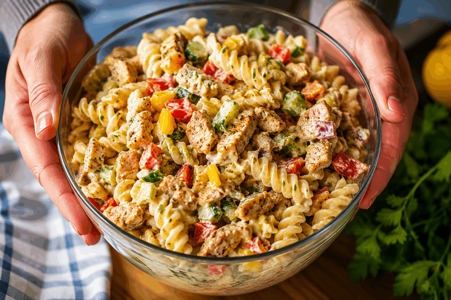 Salade de pâtes en 5 minutes, simple et savoureuse comme chez maman 👌✨ Description Cette salade de pâtes rapide et gourmande ravira les amateurs de plats simples et faits maison. Fraîche, colorée et équilibrée, elle évoque les saveurs traditionnelles des repas familiaux d’antan, parfaite pour un déjeuner léger ou un pique-nique improvisé. Informations Temps de préparation : 5 minutes Temps de cuisson : 5 minutes Nombre de portions : 4 personnes Difficulté : Facile Ingrédients Pour la salade 250 g de pâtes courtes (farfalle, penne ou fusilli) 150 g de tomates cerises 100 g de dés de jambon ou de poulet cuit 80 g de cubes de fromage (type mozzarella ou emmental) 1 petit concombre 2 cuillères à soupe d’huile d’olive 1 cuillère à soupe de vinaigre balsamique 1/2 cuillère à café d’herbes de Provence Sel et poivre du moulin Quelques feuilles de basilic frais ou de persil plat Préparation Fais cuire les pâtes dans une grande casserole d’eau salée bouillante selon le temps indiqué sur le paquet (environ 5 minutes pour des pâtes al dente). Égoutte les pâtes et rince-les rapidement sous l’eau froide pour arrêter la cuisson et les refroidir. Lave les tomates cerises et le concombre. Coupe les tomates en deux et le concombre en petits dés. Dans un grand saladier, mélange les pâtes refroidies, les tomates, le concombre, les dés de jambon et de fromage. Assaisonne avec l’huile d’olive, le vinaigre balsamique, les herbes de Provence, le sel et le poivre. Mélange bien pour répartir la vinaigrette. Ajoute quelques feuilles de basilic ou de persil frais grossièrement ciselées pour parfumer la salade. Laisse reposer au frais 5 minutes si possible, puis sers immédiatement. Astuces Pour gagner encore plus de temps, utilise des pâtes précuites ou reste attentif à la cuisson pour qu’elles soient bien al dente. Tu peux varier les légumes selon la saison : poivrons, radis ou maïs apportent du croquant et de la couleur. Si tu n’as pas de jambon, remplace-le par du thon en boîte ou du poulet rôti effiloché. Pour une touche d’originalité, ajoute une pincée de piment doux ou un peu de moutarde dans la vinaigrette. Service Servez cette salade de pâtes fraîche à l’apéritif ou en plat principal léger, accompagnée d’un pain de campagne croustillant. Elle est idéale pour les repas d’été, les déjeuners rapides au bureau ou les pique-niques en famille.