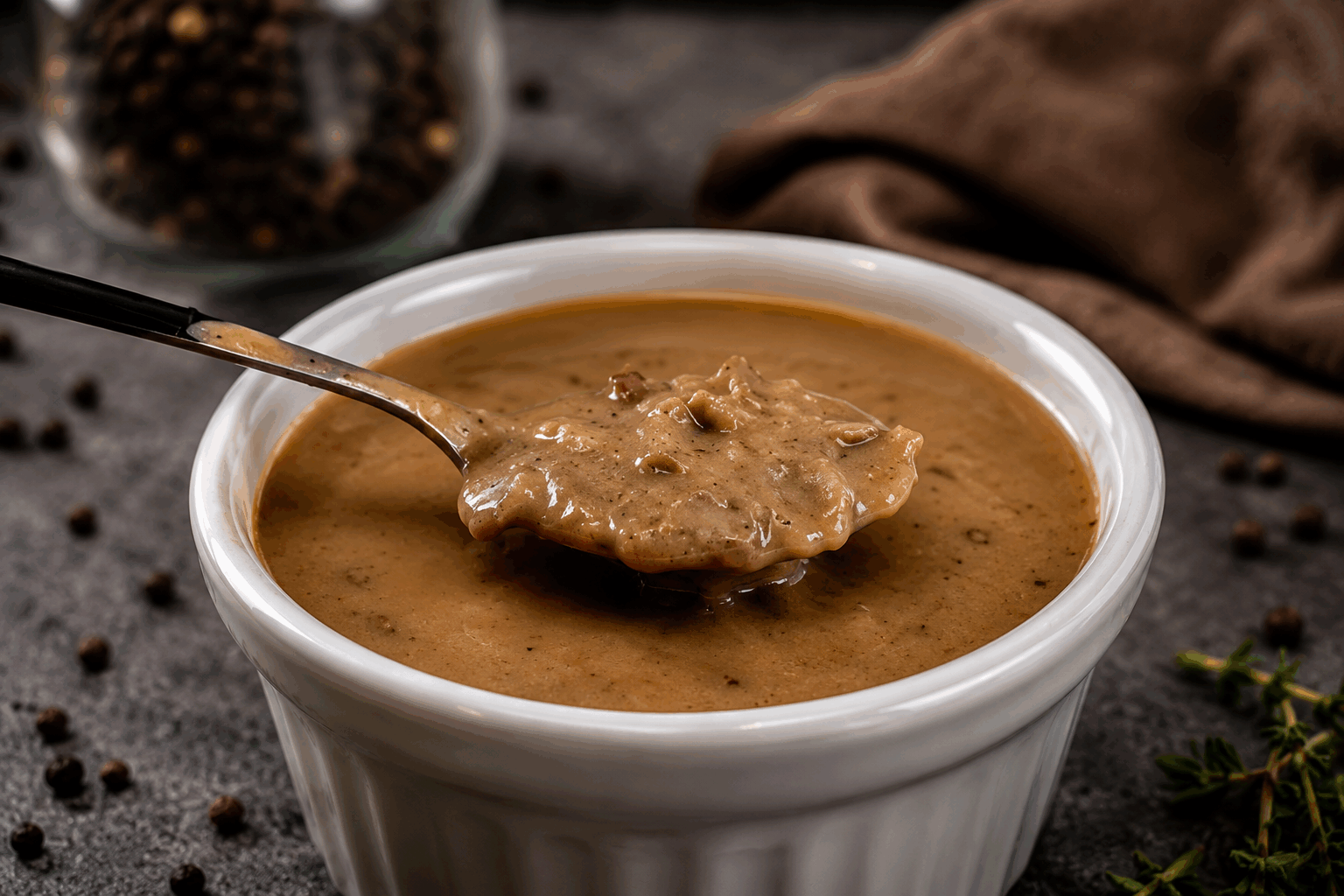 Sauce au poivre crémeuse en 5 minutes qui va sublimer tous vos plats 😍 Description Cette sauce au poivre crémeuse est un incontournable pour sublimer viandes, volailles et même certains légumes. Riche en saveurs avec son goût légèrement piquant, elle se prépare en un temps record de 5 minutes, idéale pour un repas express mais raffiné. Sa texture onctueuse et son parfum puissant en font un allié parfait de toutes vos tables. Informations Temps de préparation : 2 minutes Temps de cuisson : 3 minutes Nombre de portions : 4 personnes Difficulté : Facile Ingrédients Pour la sauce au poivre 30 g de beurre 1 cuillère à soupe de grains de poivre noir entiers 1 échalote finement hachée 100 ml de whisky ou cognac (optionnel) 200 ml de crème fraîche épaisse Sel fin, selon goût Préparation Concasse grossièrement les grains de poivre noir à l’aide d’un mortier ou écrase-les délicatement avec le plat d’un couteau. Fais fondre le beurre dans une poêle à feu moyen puis ajoute l’échalote hachée. Fais-la suer sans coloration pendant environ 1 minute. Ajoute les grains de poivre concassés et fais-les torréfier légèrement pendant 30 secondes pour révéler leur arôme. Déglace avec le whisky ou cognac en inclinant légèrement la poêle. Laisse réduire la flambée ou l’alcool s’évaporer pendant 1 minute. Verse la crème fraîche, baisse un peu le feu et laisse mijoter doucement pendant 2 minutes en remuant régulièrement jusqu’à ce que la sauce épaississe légèrement. Assaisonne avec un peu de sel si nécessaire, goûte et ajuste le poivre selon ton goût. Retire du feu avant de servir. Astuces Si tu ne souhaites pas utiliser d’alcool, remplace le whisky par un bouillon de volaille ou d’eau. Tu peux varier les poivres : mélange noir, vert, blanc pour plus de complexité aromatique. Pour une sauce plus légère, utilise de la crème allégée mais évite les crèmes UHT qui ne tiennent pas bien à la cuisson. Ne surchauffe pas la sauce après ajout de la crème pour éviter qu’elle ne tranche. Service Verse cette sauce au poivre crémeuse directement sur des steaks grillés, une tranche de filet mignon ou encore une belle pièce de volaille. Elle accompagne aussi parfaitement un gratin de pommes de terre ou des légumes rôtis. Servez immédiatement pour profiter de tout son onctueux parfum lors d’un dîner convivial ou un repas rapide mais savoureux.