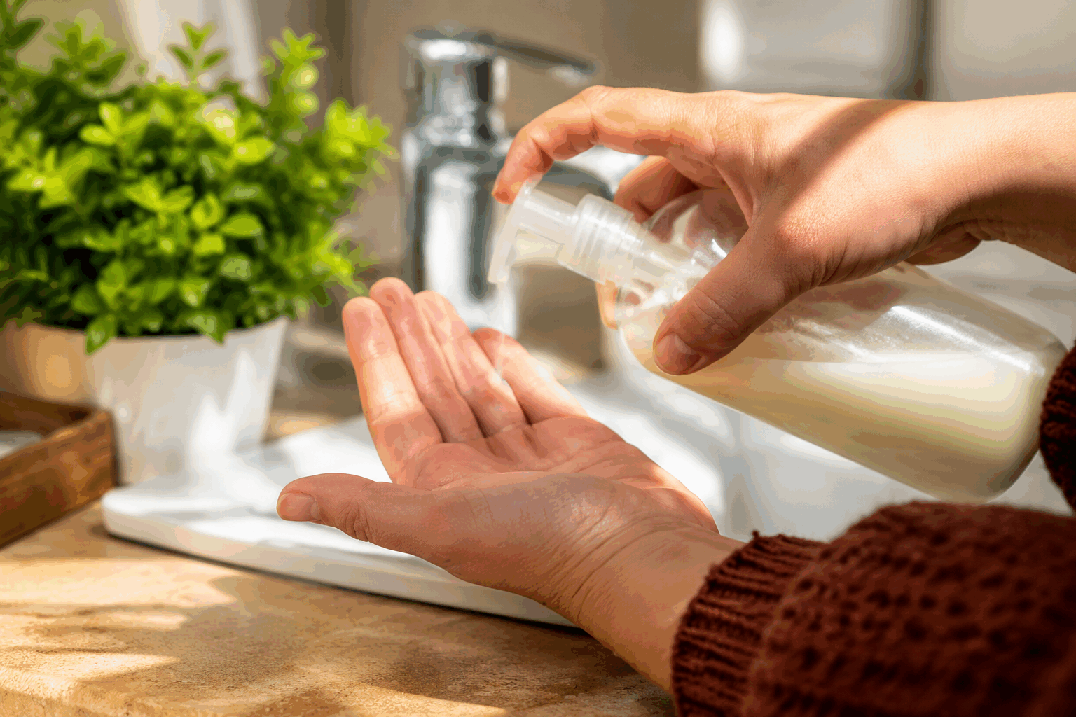 Savon à mains naturel maison en 2 ingrédients, simple et efficace à faire soi-même ✨ Description Ce savon à mains naturel est une préparation simple et écologique réalisée avec seulement deux ingrédients essentiels. Doux pour la peau et respectueux de l’environnement, il nettoie efficacement tout en hydratant les mains. Parfait pour un usage quotidien, ce savon fait maison se réalise rapidement et sans matériel complexe. Informations Temps de préparation : 10 minutes Temps de cuisson : 0 minute Nombre de portions : 1 bloc de savon (environ 100 g) Difficulté : Facile Ingrédients Pour le savon naturel 100 g de savon de Marseille râpé (ou un savon naturel sans additifs) 150 ml d’eau distillée ou filtrée Option parfumée (facultatif) 10 gouttes d’huile essentielle de lavande (ou autre huile essentielle de votre choix) Préparation Versez l’eau dans une casserole et faites-la chauffer à feu doux sans la faire bouillir. Ajoutez progressivement le savon râpé en remuant doucement pour le dissoudre complètement dans l’eau chaude. Lorsque le mélange devient homogène et un peu plus épais, retirez du feu. Laissez tiédir quelques minutes puis, si vous le souhaitez, incorporez les gouttes d’huile essentielle et mélangez bien. Versez la préparation dans un moule en silicone ou un récipient adapté et laissez refroidir à température ambiante pendant plusieurs heures jusqu’à solidification. Démoulez votre savon et laissez-le sécher à l’air libre pendant 24 heures avant usage. Astuces Utilisez un savon de Marseille pur pour un résultat naturel et doux. Vous pouvez varier les huiles essentielles selon vos préférences ou besoins (tea tree pour ses propriétés antibactériennes, citron pour la fraîcheur, etc.). Conservez votre savon à l’abri de l’humidité pour prolonger sa durée de vie. Si le savon est trop mou, laissez-le sécher plus longtemps à l’air libre avant de l’utiliser. Service Utilisez ce savon naturel directement pour se laver les mains au quotidien. Présentez-le dans un joli porte-savon en bois ou en céramique pour une touche décorative dans la salle de bain ou la cuisine. Idéal aussi comme cadeau fait-main, il séduira les amateurs de produits sains et écoresponsables.