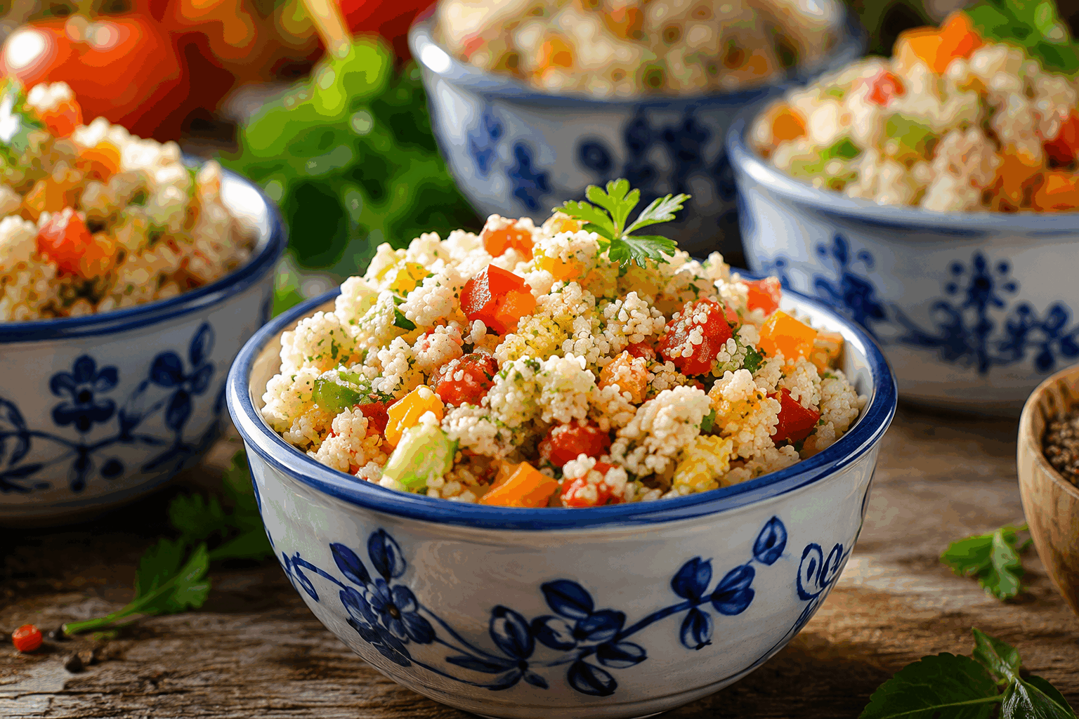 Taboulé sans blé, prêt en 5 minutes et tellement frais pour toute la famille 😍 Description Ce taboulé sans blé est une version légère et rapide du taboulé traditionnel, utilisant du quinoa pour préserver la fraîcheur et le croquant. Très coloré et parfumé, il est parfait pour un repas d’été, une entrée ou un accompagnement sain. Sa préparation express en fait un plat idéal pour toute la famille, même les plus pressés. Informations Temps de préparation : 5 minutes Temps de cuisson : 0 minutes (quinoa précuit) Nombre de portions : 4 personnes Difficulté : Facile Ingrédients Pour le taboulé 150 g de quinoa précuit 4 tomates moyennes, épépinées et coupées en petits dés 1 concombre moyen, pelé et coupé en petits dés 1 bouquet de persil plat, finement ciselé (environ 30 g) 1 petit bouquet de menthe fraîche, finement ciselée (environ 15 g) 4 oignons nouveaux, finement émincés 4 cuillères à soupe d’huile d’olive extra vierge 3 cuillères à soupe de jus de citron frais Sel et poivre noir du moulin, selon goût Préparation Rincez abondamment le quinoa précuit sous l’eau froide pour enlever toute amertume et égouttez bien. Dans un grand saladier, mélangez le quinoa avec les tomates, le concombre, les oignons nouveaux, le persil et la menthe. Ajoutez l’huile d’olive et le jus de citron, puis assaisonnez avec le sel et le poivre. Mélangez délicatement pour bien répartir les saveurs sans écraser les légumes. Laissez reposer 5 minutes au frais avant de servir, afin que les parfums se développent pleinement. Astuces Utilisez du quinoa précuit ou cuit à l’avance et bien refroidi pour gagner du temps et obtenir une texture parfaite. Veillez à bien épépiner les tomates pour éviter que le taboulé ne soit trop liquide. Le taboulé est encore meilleur après avoir reposé au frais au moins 30 minutes, pensez-y si vous avez un peu plus de temps. Vous pouvez ajouter un peu de poivron rouge finement coupé pour une touche colorée et croquante. Service Servez ce taboulé frais en entrée ou en accompagnement d’un plat méditerranéen, comme des grillades ou des brochettes. Présentez-le dans un joli saladier avec des quartiers de citron en décoration. Parfait pour un pique-nique ou un déjeuner léger en famille.