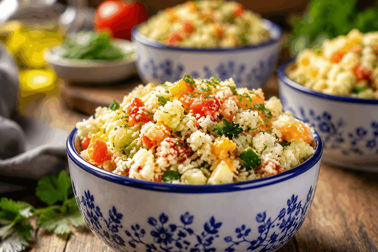 Taboulé sans blé prêt en 5 minutes, la recette fraîche et saine qui étonne 😍 Description Ce taboulé sans blé est une alternative rapide et légère au taboulé traditionnel, utilisant du quinoa pour plus de fraîcheur et de santé. Parfumé au citron, à la menthe et aux herbes fraîches, il est parfait pour une entrée estivale ou un accompagnement rafraîchissant. Simple à préparer en seulement 5 minutes, il s’adapte aux régimes sans gluten tout en gardant toute la saveur méditerranéenne. Informations Temps de préparation : 5 minutes Temps de cuisson : 0 minutes (quinoa déjà cuit) Nombre de portions : 4 personnes Difficulté : Facile Ingrédients Pour le taboulé 150 g de quinoa cuit et refroidi 2 tomates mûres 1 concombre moyen 1 oignon nouveau 1 bouquet de menthe fraîche 1 bouquet de persil plat 3 cuillères à soupe d’huile d’olive extra vierge 2 cuillères à soupe de jus de citron frais Sel fin Poivre noir du moulin Préparation Lave soigneusement les tomates, le concombre, la menthe et le persil. Coupe les tomates, le concombre (sans la peau si la peau est épaisse) et l’oignon en petits dés réguliers. Ciselez finement la menthe et le persil après avoir ôté les tiges les plus épaisses. Dans un saladier, mélange le quinoa cuit et froid avec les légumes coupés et les herbes. Assaisonne avec l’huile d’olive, le jus de citron, le sel et le poivre. Mélange délicatement pour bien répartir les saveurs sans écraser les ingrédients. Laisse reposer 5 minutes au frais avant de servir pour que les arômes se mélangent bien. Astuces Utilise du quinoa précuit vendu en sachets pour un gain de temps maximal. Ajoute un peu de zestes de citron pour un parfum plus intense et acidulé. Pour un taboulé encore plus croustillant, remplace le concombre par du fenouil finement émincé. Conserve le taboulé au réfrigérateur dans un contenant hermétique jusqu’à 24 heures pour préserver sa fraîcheur. Service Servez ce taboulé bien frais, en entrée ou en accompagnement d’un barbecue, de brochettes ou d’un plat libanais comme le falafel. Présentez-le dans un joli saladier ou en verrines individuelles pour un effet visuel appétissant et coloré lors de vos repas estivaux.