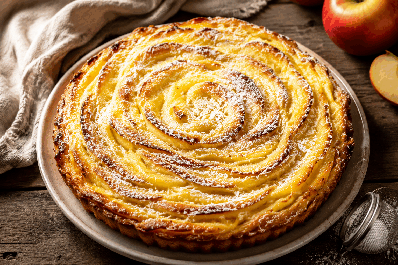 Tarte aux pommes rapide sans beurre, crème anglaise maison en 10 minutes seulement ✨