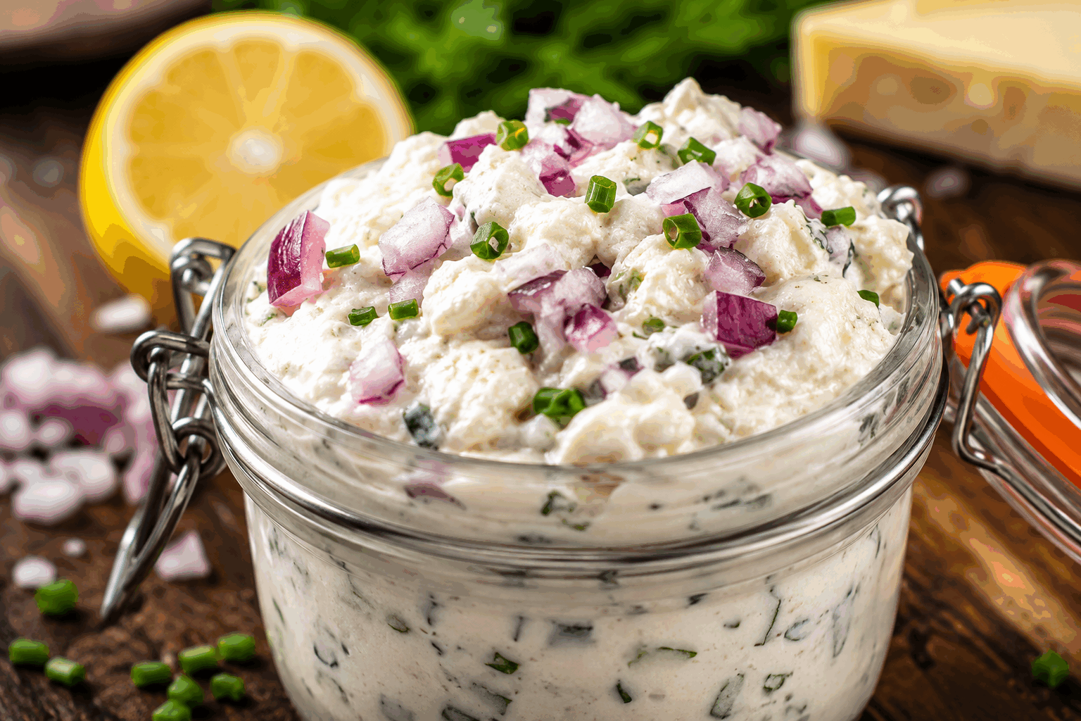 Tartinade crémeuse aux herbes en 5 minutes, le secret d’un apéro réussi ! 🔥👌 Description Cette tartinade crémeuse aux herbes est une préparation fraîche et savoureuse, idéale pour apporter couleur et saveurs à vos apéritifs. Facile et rapide à réaliser, elle marie harmonieusement les herbes fraîches avec une base onctueuse pour séduire tous les palais. Parfaite pour accompagner des toasts, des légumes croquants ou des crackers lors d’une soirée conviviale. Informations Temps de préparation : 5 minutes Temps de cuisson : 0 minute Nombre de portions : 6 personnes Difficulté : Facile Ingrédients Pour la tartinade 150 g de fromage frais type cream cheese ou Philadelphia 100 g de fromage blanc (à 20% de matière grasse) 1 cuillère à soupe de crème fraîche épaisse 1 petite gousse d’ail 1 cuillère à soupe de ciboulette fraîche ciselée 1 cuillère à soupe de persil plat ciselé 1 cuillère à soupe de basilic frais ciselé 1 cuillère à soupe d’aneth frais ciselé 1 cuillère à soupe de jus de citron Sel fin, poivre du moulin 1 cuillère à soupe d’huile d’olive (optionnelle) Préparation Placez dans un bol le fromage frais, le fromage blanc et la crème fraîche. Mélangez bien à l’aide d’une cuillère ou d’un petit fouet pour obtenir une texture homogène. Épluchez et pressez la gousse d’ail, puis incorporez-la à la préparation. Ajoutez toutes les herbes fraîches ciselées (ciboulette, persil, basilic, aneth) dans le bol. Versez le jus de citron, salez et poivrez selon votre goût. Mélangez soigneusement pour bien répartir les saveurs. Si vous le souhaitez, ajoutez une cuillère à soupe d’huile d’olive pour plus de gourmandise et mélangez à nouveau. Goûtez et rectifiez l’assaisonnement si nécessaire. Réservez au frais au moins 5 minutes avant de servir pour que les saveurs se développent pleinement. Astuces Utilisez des herbes bien fraîches pour un goût plus intense et parfumé. Pour une version plus légère, remplacez le cream cheese par du fromage blanc à 0%. Vous pouvez varier les herbes selon la saison ou vos préférences (coriandre, menthe, estragon). Préparez cette tartinade à l’avance et conservez-la au réfrigérateur dans une boîte hermétique jusqu’à 24 heures. Service Sortez la tartinade du réfrigérateur 10 minutes avant de la servir pour qu’elle soit plus onctueuse. Présentez-la dans un joli bol accompagné de tranches de pain grillé, de crackers salés, de bâtonnets de légumes crus (carottes, concombre, céleri) ou de petits pains. Cette recette facile et rapide est idéale pour un apéritif entre amis ou en famille, apportant fraîcheur et convivialité à votre table.