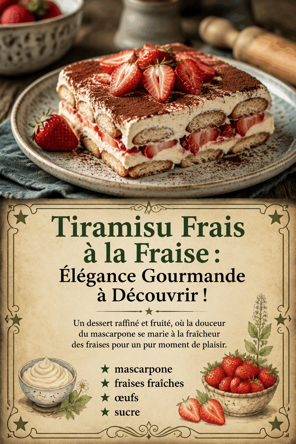 Tiramisu Frais à la Fraise : Élégance Gourmande à Découvrir !