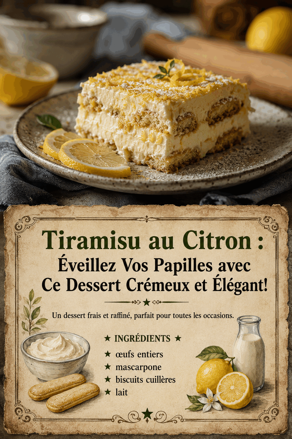 Tiramisu au Citron : Éveillez Vos Papilles avec Ce Dessert Crémeux et Élégant!