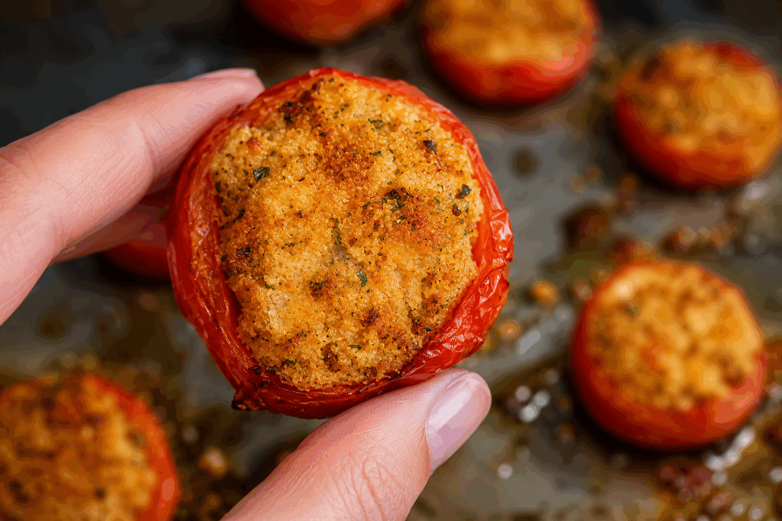 Tomates rôties aux herbes en 5 minutes : la recette qui change tout👌
