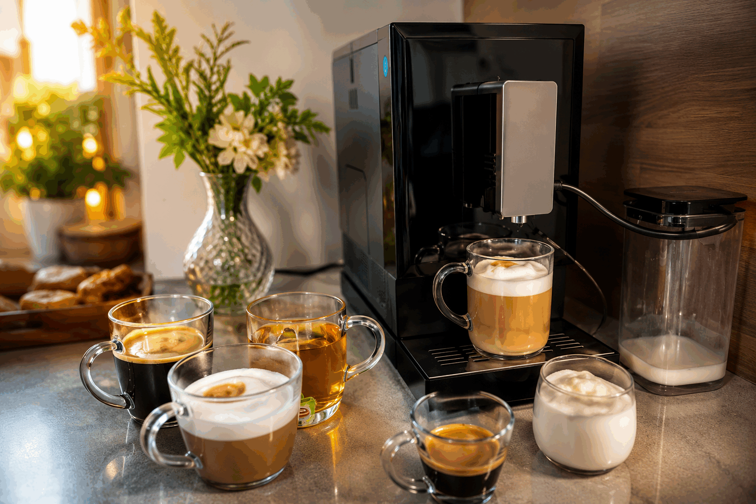 Un café crémeux en moins de 5 minutes grâce à ma nouvelle machine Power Matic ☕✨ Description Découvrez comment préparer un café crémeux et savoureux en seulement quelques minutes grâce à la machine Power Matic. Ce café allie douceur et onctuosité, parfait pour un réveil gourmand ou une pause détente. Idéal pour les amateurs de café rapide sans compromis sur la qualité. Informations Temps de préparation : 4 minutes Temps de cuisson : 1 minute Nombre de portions : 1 tasse Difficulté : Facile Ingrédients Pour le café crémeux 30 g de café moulu de qualité (moyenne mouture) 150 ml d'eau filtrée 80 ml de lait entier 1 cuillère à café de sucre (facultatif) Préparation Remplissez le réservoir de la machine Power Matic avec l'eau filtrée. Versez le café moulu dans le porte-filtre et insérez-le dans la machine. Démarrez la machine pour extraire le café dans une grande tasse, en respectant le réglage pour un café court et corsé (environ 25-30 secondes). Pendant ce temps, chauffez le lait à environ 60-65 °C à l'aide de la fonction vapeur de la machine ou d'un mousseur à lait, jusqu'à obtenir une texture légèrement mousseuse et onctueuse. Versez doucement le lait chaud et mousseux sur le café, en veillant à bien mélanger pour obtenir un aspect crémeux homogène. Ajoutez du sucre selon votre goût, puis servez immédiatement pour apprécier toute la fraîcheur et la richesse du café. Astuces Utilisez de l'eau fraîche et filtrée pour préserver le goût du café. Contrôlez la température du lait pour éviter qu’il brûle et perde sa douceur. Nettoyez régulièrement la machine pour garantir un café toujours savoureux. Vous pouvez remplacer le lait entier par du lait d’amande ou d’avoine pour une variante végétale. Service Servez ce café crémeux dans une tasse large pour mieux apprécier les arômes et la texture. Accompagnez-le de quelques biscuits secs ou d’une petite pâtisserie légère, comme un sablé ou un croissant, pour un moment de dégustation gourmand à tout moment de la journée.