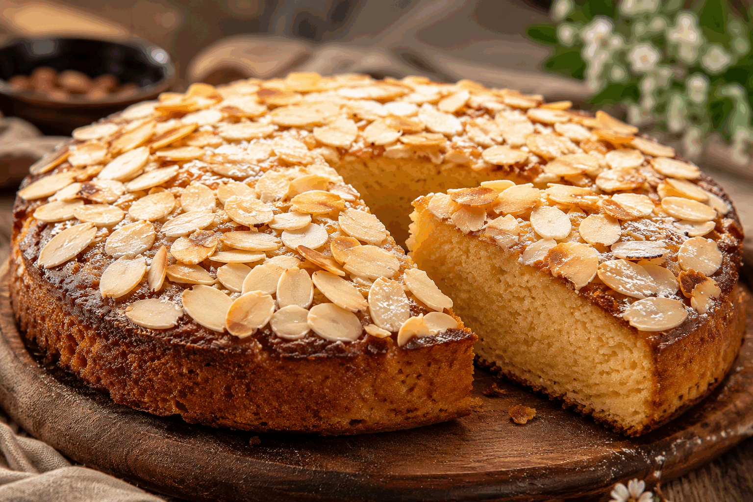 Un gâteau aux amandes moelleux sans gluten ni levure, prêt en un éclair 😍 Description Ce gâteau aux amandes est un délice moelleux et fondant, préparé sans gluten ni levure, idéal pour les intolérants et les amateurs de douceurs saines. Sa texture légère et son goût délicat d’amande en font un dessert parfait à tout moment de la journée. Simple et rapide à réaliser, il s’accompagne volontiers d’un thé ou d’un café. Informations Temps de préparation : 10 minutes Temps de cuisson : 25 minutes Nombre de portions : 6 personnes Difficulté : Facile Ingrédients Pour le gâteau 150 g de poudre d’amandes 100 g de sucre de canne 3 œufs 80 g de beurre doux fondu 1 cuillère à soupe de miel doux 1 cuillère à café d’extrait de vanille 1 pincée de sel 30 g de farine de riz (sans gluten) Préparation Préchauffe le four à 180°C (chaleur tournante de préférence). Sépare les blancs des jaunes d’œufs. Monte les blancs en neige ferme avec une pincée de sel. Mélange dans un saladier les jaunes d’œufs, le sucre, le miel et l’extrait de vanille jusqu’à obtenir un mélange mousseux. Incorpore le beurre fondu tiède, la poudre d’amandes et la farine de riz en mélangeant délicatement. Ajoute ensuite les blancs montés en neige en soulevant la préparation à la spatule pour ne pas les casser. Verse la pâte dans un moule à gâteau préalablement beurré ou chemisé de papier cuisson. Enfourne et laisse cuire environ 25 minutes. Vérifie la cuisson avec la pointe d’un couteau, elle doit ressortir sèche. À la sortie du four, laisse refroidir avant de démouler délicatement. Astuces Pour un goût encore plus intense, torréfie légèrement la poudre d’amandes à sec dans une poêle avant de l’utiliser. Si tu souhaites un gâteau plus sucré, ajoute 20 g de sucre supplémentaire ou un peu plus de miel. Utilise un fouet électrique pour monter les blancs en neige plus facilement et obtenir une texture aérienne. Conserve le gâteau dans une boîte hermétique, il reste moelleux pendant 2 jours à température ambiante. Service Servez ce gâteau aux amandes moelleux accompagné d’une compote de fruits rouges ou d’une crème anglaise légère pour un dessert raffiné. Il s’apprécie aussi bien au goûter, lors d’un brunch ou en fin de repas pour les convives sensibles au gluten et à la levure.
