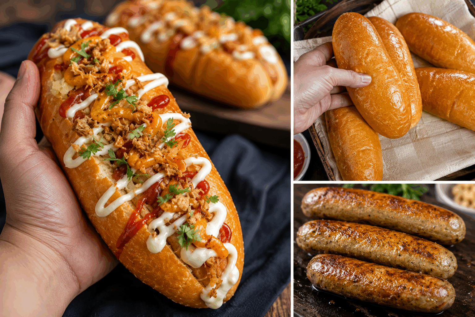 Un hot dog maison ultra moelleux avec sa saucisse de poulet fait en 10 minutes 🔥 Description Ce hot dog maison allie la douceur d’un pain ultra moelleux à la saveur légère et délicate de la saucisse de poulet. Facile et rapide à préparer en seulement 10 minutes, il est parfait pour un repas convivial et gourmand, idéal pour un déjeuner ou un dîner sur le pouce. Informations Temps de préparation : 5 minutes Temps de cuisson : 5 minutes Nombre de portions : 4 pièces Difficulté : Facile Ingrédients Pour le pain brioche moelleux 200 g de farine de blé 10 g de sucre 5 g de levure boulangère sèche 5 g de sel 100 ml de lait tiède 20 g de beurre doux fondu Pour la garniture 4 saucisses de poulet 4 cuillères à soupe de moutarde douce ou relevée 4 cuillères à soupe de ketchup 100 g de fromage râpé (emmental ou cheddar) Quelques feuilles de salade verte (laitue ou roquette) 1 oignon rouge émincé finement (facultatif) Huile d’olive ou beurre pour la cuisson Préparation Dans un saladier, mélange la farine, le sucre, la levure et le sel. Ajoute le lait tiède puis le beurre fondu. Pétris pendant 3 minutes jusqu’à obtenir une pâte homogène. Divise la pâte en 4 portions égales, forme des petits pains ovales et dépose-les sur une plaque recouverte de papier cuisson. Laisse reposer 5 minutes à couvert. Préchauffe une poêle à feu moyen avec un peu d’huile d’olive ou de beurre. Fais cuire les saucisses de poulet 5 minutes en les retournant régulièrement pour qu’elles soient bien dorées. Enfourne les petits pains à 180°C pendant 5 minutes pour qu’ils gonflent et deviennent moelleux (optionnel si tu souhaites accélérer, utilise une poêle à feu doux et couvre pour les réchauffer et attendrir). Ouvre délicatement les pains en deux, tartine-les généreusement de moutarde et ketchup. Dispose la saucisse cuite, ajoute le fromage râpé, l’oignon rouge si désiré et la salade fraîche. Referme et presse légèrement le hot dog. Serre immédiatement pour profiter de la chaleur et de la texture moelleuse. Astuces Pour un pain encore plus moelleux, remplace 30 ml de lait par du yaourt nature dans la pâte. Pense à ne pas trop cuire les saucisses pour conserver leur jutosité. Si tu n’as pas de levure, tu peux utiliser une pâte à pain prête à l’emploi en magasin pour gagner du temps. Accompagne ton hot dog d’un peu de cornichons finement coupés pour apporter du croquant et de la fraîcheur. Service Servez ces hot dogs maison bien chauds, accompagnés de frites maison croustillantes ou d’une salade verte pour un repas complet et convivial. Ce plat simple et rapide est parfait pour une soirée entre amis, un pique-nique improvisé ou un déjeuner pratique et savoureux.