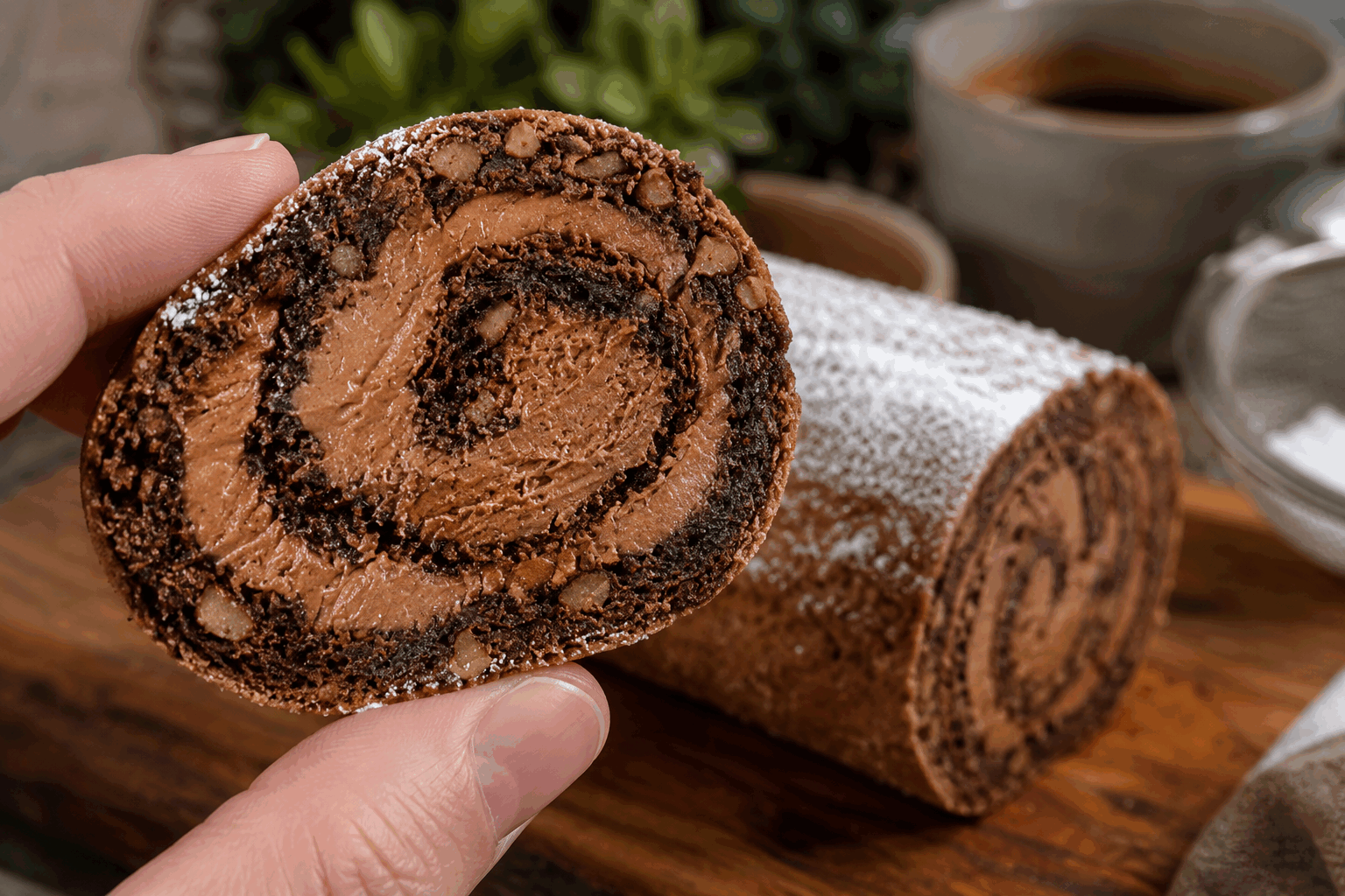Un roulé au chocolat sans farine ni gluten, prêt en 10 minutes et fondant à souhait 🔥 Description Ce roulé au chocolat est un dessert gourmand et léger, idéal pour les personnes intolérantes au gluten ou souhaitant éviter la farine. Sa texture fondante et moelleuse se dévoile dès la première bouchée, avec un goût intense de cacao qui ravira les amateurs de chocolat. Rapide à préparer, il est parfait pour un goûter improvisé ou un dessert de dernière minute. Informations Temps de préparation : 10 minutes Temps de cuisson : 10 minutes Nombre de portions : 6 personnes Difficulté : Facile Ingrédients Pour la pâte à roulé 4 œufs 100 g de sucre en poudre 30 g de cacao en poudre non sucré 1 cuillère à café d’extrait de vanille 1 pincée de sel Pour la garniture au chocolat 150 g de chocolat noir (70% cacao minimum) 20 cl de crème liquide entière 1 cuillère à soupe de sucre glace (facultatif) Préparation Préchauffe le four à 180°C (th.6). Tapisse une plaque rectangulaire avec du papier cuisson en veillant à bien le faire dépasser sur les bords. Sépare les blancs des jaunes d’œufs. Monte les blancs en neige avec la pincée de sel jusqu’à ce qu’ils soient fermes. Bats les jaunes avec le sucre et l’extrait de vanille jusqu’à ce que le mélange blanchisse et devienne mousseux. Incorpore doucement le cacao en poudre aux jaunes d’œufs, puis ajoute délicatement les blancs montés en neige à la spatule, en veillant à ne pas les casser. Verse la pâte sur la plaque en l’étalant uniformément sur environ 1 cm d’épaisseur. Enfourne pour 10 minutes, le biscuit doit être souple au toucher. Pendant la cuisson, prépare la garniture. Fait chauffer la crème liquide sans la faire bouillir puis verse-la sur le chocolat cassé en morceaux. Laisse reposer 2 minutes puis mélange jusqu’à obtenir une ganache lisse. Sors le biscuit du four, retourne-le immédiatement sur un torchon propre et humide, puis décolle doucement le papier cuisson. Roule le biscuit dans le torchon et laisse tiédir. Déroule délicatement le biscuit, étale la ganache au chocolat sur toute la surface, puis roule-le à nouveau sans trop serrer. Place au réfrigérateur au moins 30 minutes avant de servir pour que la ganache fige légèrement et que le roulé soit plus facile à découper. Astuces Veille à bien monter les blancs en neige pour garantir la légèreté du biscuit sans farine. Pour varier les saveurs, tu peux ajouter une pointe de cannelle ou un zeste d’orange dans la pâte. Si tu manques de temps, la ganache peut être remplacée par une mousse au chocolat légère pour alléger le dessert. Conserve le roulé au réfrigérateur emballé dans du film alimentaire pour garder sa fraîcheur jusqu’à 2 jours. Service Découpe le roulé en tranches épaisses pour révéler son intérieur fondant. Il se déguste idéalement accompagné d’un coulis de fruits rouges ou d’un café gourmand. Ce dessert s’invite aussi bien après un repas en famille que lors d’un goûter rapide et savoureux entre amis.