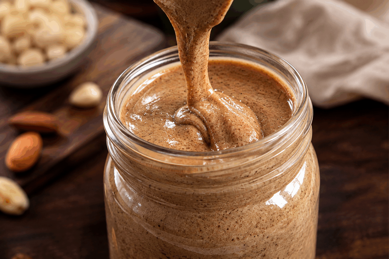Un seul ingrédient pour un beurre d'amandes maison en 5 minutes, recette magique ! ✨ Description Le beurre d'amandes maison est une pâte onctueuse et légèrement granuleuse, aux saveurs délicates et toastées d'amandes. Cette recette rapide et simple vous permet de réaliser un beurre d’amandes naturel, sans additif ni sucre ajouté, parfait pour tartiner, cuisiner ou enrichir vos préparations. Informations Temps de préparation : 5 minutes Temps de cuisson : 0 minute Nombre de portions : 4 portions (environ 200 g de beurre) Difficulté : Facile Ingrédients Ingrédients uniques 200 g d'amandes entières, non salées et non blanchies Préparation Préchauffez une poêle à feu moyen et faites légèrement torréfier les amandes pendant 5 minutes en remuant fréquemment pour éviter qu’elles brûlent. Cette étape est facultative mais elle développe la saveur. Laissez refroidir les amandes quelques minutes pour éviter la surchauffe lors du mixage. Placez les amandes dans un robot culinaire ou un blender puissant. Mixer à vitesse élevée en interrompant régulièrement pour racler les parois, jusqu’à l’obtention d'une pâte lisse et crémeuse. Cela peut prendre environ 3 à 5 minutes selon la puissance de votre appareil. Une fois le beurre obtenu, transférez-le dans un pot hermétique et conservez-le à température ambiante ou au réfrigérateur selon votre préférence. Astuces Pour un beurre plus liquide, ajoutez une cuillère à soupe d’huile neutre (tournesol, pépins de raisin) lors du mixage. Si votre robot chauffe trop, faites des pauses régulières pour préserver les arômes et éviter la surchauffe. Variez la recette en utilisant des amandes blanchies ou avec peau pour changer la texture et le goût. Conservez le beurre d’amandes dans un pot hermétique et consommez-le dans les 2 semaines pour une fraîcheur optimale. Service Servez votre beurre d'amandes maison sur du pain grillé, des crackers ou avec des fruits frais. Il est aussi idéal pour enrichir vos smoothies, porridges ou pâtisseries. Cette recette simple et saine s’adapte parfaitement à un petit-déjeuner gourmand ou une collation énergétique.