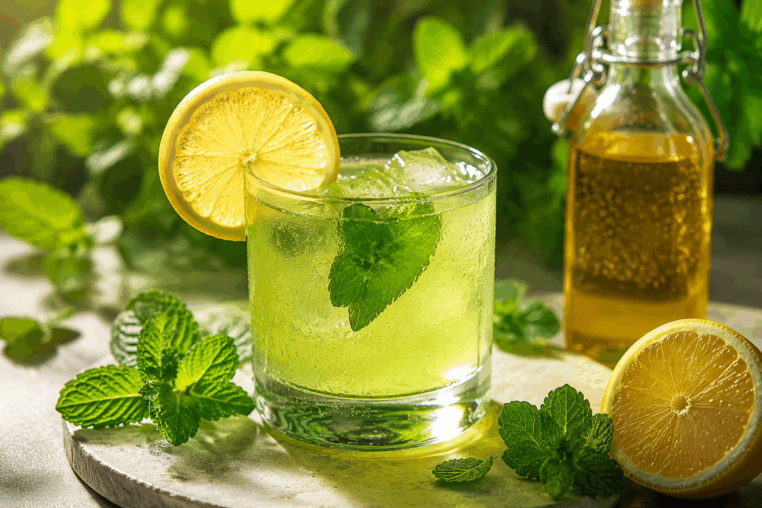 Un sirop de menthe maison en 5 minutes qui change tout dans tes boissons ! ✨ Description Ce sirop de menthe frais et parfumé est une base idéale pour rehausser toutes vos boissons, qu’elles soient alcoolisées ou non. Facile et rapide à réaliser, il apporte une touche pleine de fraîcheur et de douceur classique des sirops faits maison. Parfait pour agrémenter citronnades, cocktails ou même thés glacés en un instant. Informations Temps de préparation : 5 minutes Temps de cuisson : 5 minutes Nombre de portions : environ 6 portions (150 ml) Difficulté : Facile Ingrédients Pour le sirop de menthe 250 ml d’eau 200 g de sucre en poudre 20 g de feuilles de menthe fraîches, lavées 1 cuillère à soupe de jus de citron frais (optionnel) Préparation Verse l’eau et le sucre dans une casserole moyenne. Fais chauffer à feu moyen en remuant jusqu’à ce que le sucre soit complètement dissous. Ajoute les feuilles de menthe dans le sirop chaud puis baisse le feu. Laisse infuser pendant 5 minutes sans faire bouillir pour conserver toute la fraîcheur de la menthe. Retire la casserole du feu et ajoute le jus de citron pour équilibrer les saveurs. Filtre le sirop à travers une passoire fine pour retirer les feuilles de menthe. Laisse refroidir complètement puis verse dans une bouteille propre et hermétique. Conserve au réfrigérateur et utilise dans les 2 semaines pour une fraîcheur optimale. Astuces Utilise de la menthe fraîche de bonne qualité pour un arôme puissant et naturel. Ne fais pas bouillir trop longtemps le sirop, cela altère la saveur délicate de la menthe. Le jus de citron est facultatif, mais il aide à conserver la couleur vive du sirop et apporte une légère acidité. Pour une version plus intense, rallonge le temps d’infusion jusqu’à 10 minutes, mais diminue ensuite la quantité de feuilles de menthe. Service Ajoute 2 à 3 cuillères à soupe de ce sirop de menthe dans de l’eau fraîche, de la limonade, du thé glacé ou un cocktail à base de rhum ou de gin. Décore avec une branche de menthe fraîche et une rondelle de citron pour une présentation rafraîchissante, parfaite lors des journées chaudes ou pour animer un apéritif convivial.