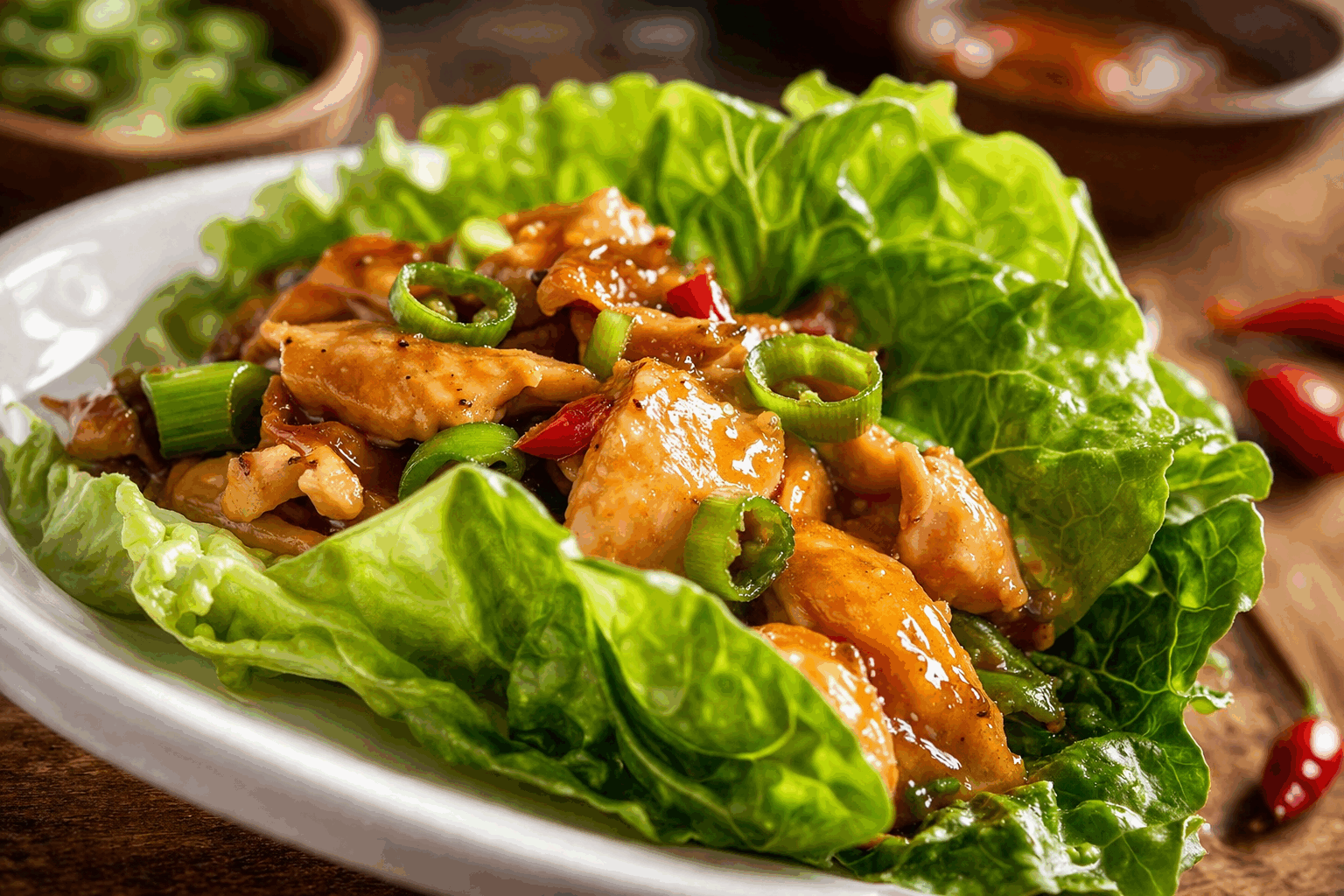 Wraps de laitue façon asiatique en 10 minutes, frais et irrésistibles 🔥 Description Ces wraps de laitue inspirés de la cuisine asiatique sont à la fois frais, légers et savoureux. Faciles et rapides à préparer, ils combinent une garniture parfumée de viande hachée épicée et de légumes croquants, enveloppée dans des feuilles de laitue croustillantes, parfaits pour un repas sain ou un apéritif convivial. Informations Temps de préparation : 10 minutes Temps de cuisson : 5 minutes Nombre de portions : 4 personnes (12 wraps environ) Difficulté : Facile Ingrédients Pour la garniture 300 g de viande de porc hachée (ou poulet haché) 1 oignon moyen, finement haché 2 gousses d’ail écrasées 1 carotte moyenne, coupée en petits dés 50 g de champignons noirs réhydratés, hachés 2 cuillères à soupe de sauce soja 1 cuillère à soupe de sauce hoisin 1 cuillère à café d’huile de sésame 1 cuillère à café de gingembre frais râpé 1 petit piment rouge, finement émincé (facultatif) Poivre noir du moulin Quelques brins de coriandre fraîche ciselée Pour l’assemblage 1 coeur de laitue iceberg ou batavia (feuilles entières, lavées et séparées) 1 poignée de cacahuètes grillées non salées, grossièrement concassées Quelques feuilles de menthe fraîche Préparation Fais chauffer une poêle avec un filet d’huile d’olive à feu moyen-vif. Ajoute l’oignon, l’ail, le gingembre et le piment, puis fais revenir 1 à 2 minutes jusqu’à ce que les arômes se dégagent. Incorpore la viande hachée, émiette-la avec une spatule, et fais cuire 3 à 4 minutes en remuant régulièrement pour qu’elle dore bien. Ajoute la carotte et les champignons noirs, mélange et poursuis la cuisson 1 minute. Verse la sauce soja, la sauce hoisin et l’huile de sésame, poivre à ton goût, puis mélange bien pour enrober la garniture. Éteins le feu, incorpore la coriandre fraîche, puis réserve la garniture tiède. Prenez une feuille de laitue, garnis-la de 2 à 3 cuillères à soupe de préparation, puis parsème de cacahuètes concassées et de feuilles de menthe. Replie délicatement la laitue autour de la garniture et déguste immédiatement pour préserver le croquant et la fraîcheur. Astuces Privilégie une laitue ferme et croquante comme l’iceberg pour un bon maintien des wraps. Tu peux remplacer la viande par du tofu émietté pour une version végétarienne tout aussi savoureuse. Pour un effet encore plus frais, ajoute quelques gouttes de jus de citron vert dans la garniture avant de servir. Prépare la garniture à l’avance et garde-la au chaud, puis assemble les wraps au dernier moment pour éviter que la laitue ne ramollisse. Service Servez ces wraps en entrée ou en plat léger accompagnés d’une salade de concombre à la menthe ou d’un bouillon clair asiatique. Ils sont parfaits pour un repas convivial, un apéritif dînatoire ou un déjeuner rapide et sain.