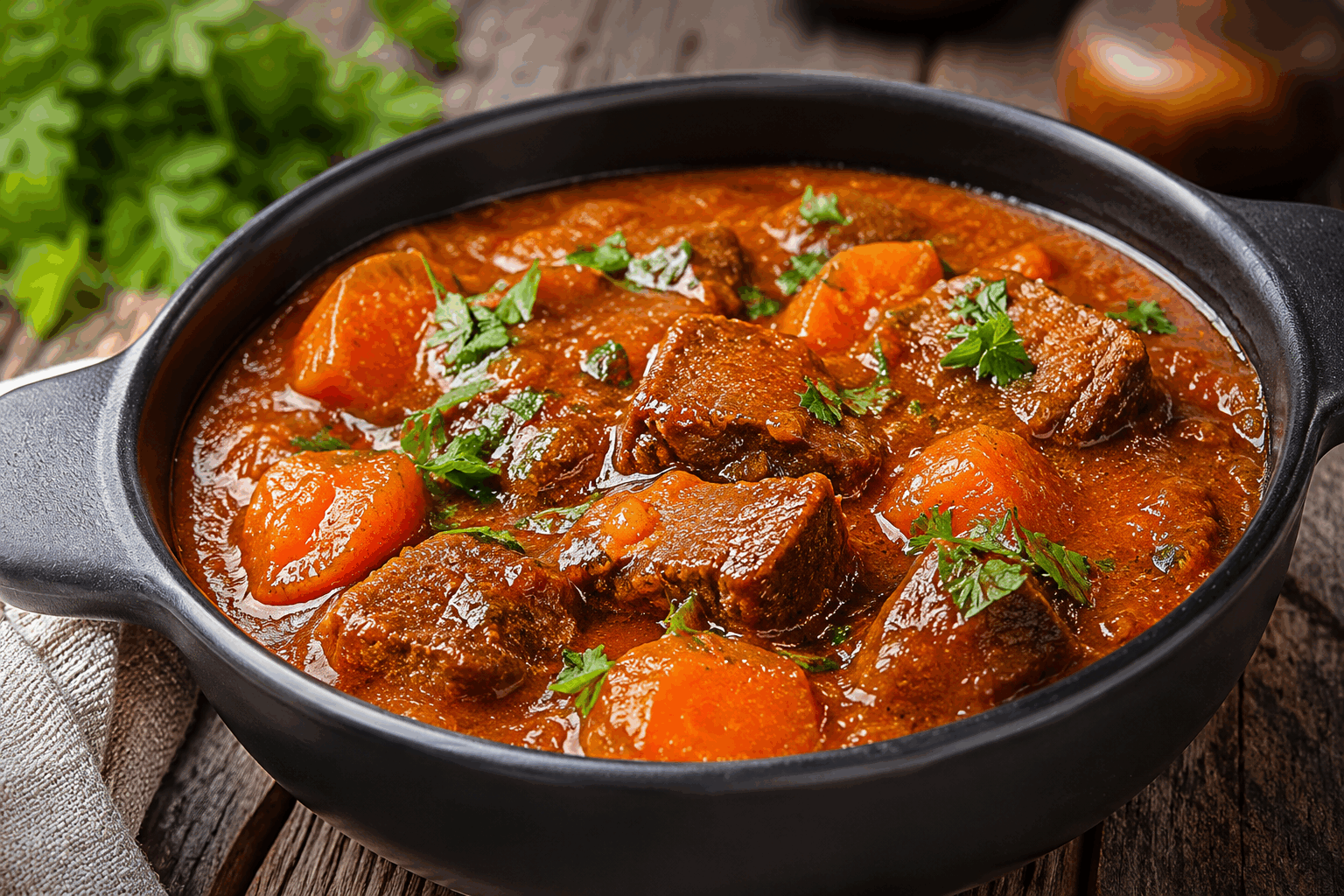 Boeuf carottes facile en 30 minutes : le plat réconfortant qui fond dans la bouche ✨ Description Le boeuf carottes est un classique de la cuisine française, apprécié pour sa simplicité et ses saveurs profondes. Ce plat mijoté propose une viande tendre accompagnée de carottes fondantes, relevées d'une sauce légèrement parfumée. Parfait pour un repas rapide et chaleureux, il est idéal en semaine ou pour se faire plaisir sans passer des heures en cuisine. Informations Temps de préparation : 10 minutes Temps de cuisson : 20 minutes Nombre de portions : 4 personnes Difficulté : Facile Ingrédients Pour le plat 500 g de viande de boeuf (type paleron ou macreuse), coupée en morceaux 500 g de carottes 1 gros oignon 2 gousses d'ail 20 cl de bouillon de boeuf 10 cl de vin blanc sec (facultatif) 2 cuillères à soupe d'huile d'olive 1 branche de thym 1 feuille de laurier Sel et poivre du moulin Préparation Épluche les carottes et coupe-les en rondelles épaisses. Émince l'oignon et hache finement l'ail. Dans une cocotte ou une grande poêle, chauffe l'huile d'olive à feu moyen et fais revenir les morceaux de boeuf jusqu'à ce qu'ils soient bien dorés sur toutes les faces, environ 5 minutes. Ajoute l'oignon émincé et l'ail haché, fais-les revenir 2 minutes sans les brûler. Incorpore les carottes, puis verse le vin blanc et laisse évaporer l'alcool pendant 2 minutes. Ajoute le bouillon de boeuf, le thym, le laurier, du sel et du poivre. Couvre et laisse mijoter à feu doux pendant 20 minutes, en remuant de temps en temps. La viande doit être tendre et les carottes fondantes. Vérifie l’assaisonnement et ajuste en sel et poivre si nécessaire avant de servir. Astuces Choisis une viande de boeuf adaptée à la cuisson rapide comme le paleron ou la macreuse, qui restent tendres même avec un temps de cuisson court. Ne coupe pas les carottes trop fines pour qu'elles conservent une certaine texture après cuisson. Le vin blanc est facultatif mais apporte une belle acidité qui équilibre la douceur des carottes. Pour un plat encore plus savoureux, tu peux ajouter une cuillère à café de moutarde de Dijon à l'étape 4. Service Serre ce boeuf carottes accompagné de purée de pommes de terre maison ou de riz blanc pour un repas complet et réconfortant. Idéal pour un déjeuner en famille ou un dîner convivial, il se déguste aussi bien en semaine que le week-end.
