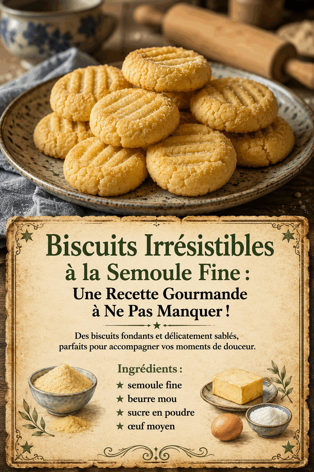 Biscuits Irrésistibles à la Semoule Fine : Une Recette Gourmande à Ne Pas Manquer !