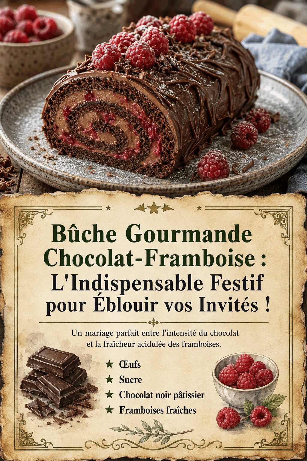 Bûche Gourmande Chocolat-Framboise : L&rsquo;Indispensable Festif pour Éblouir vos Invités !