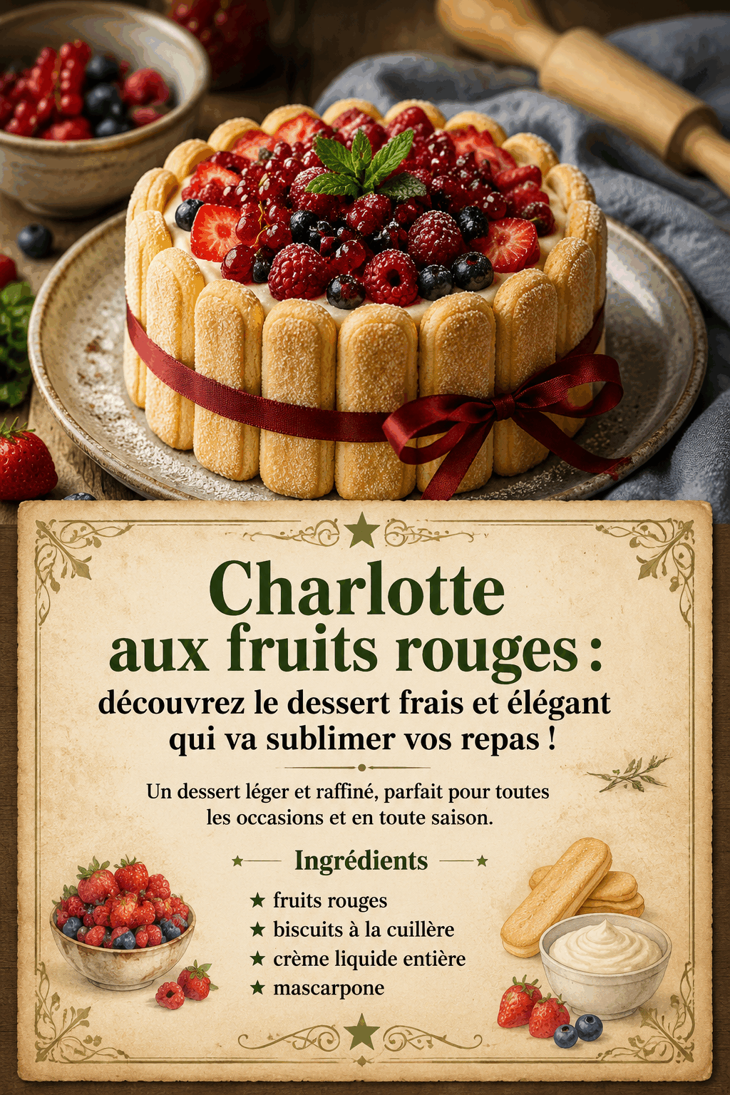 Charlotte aux fruits rouges : découvrez le dessert frais et élégant qui va sublimer vos repas !