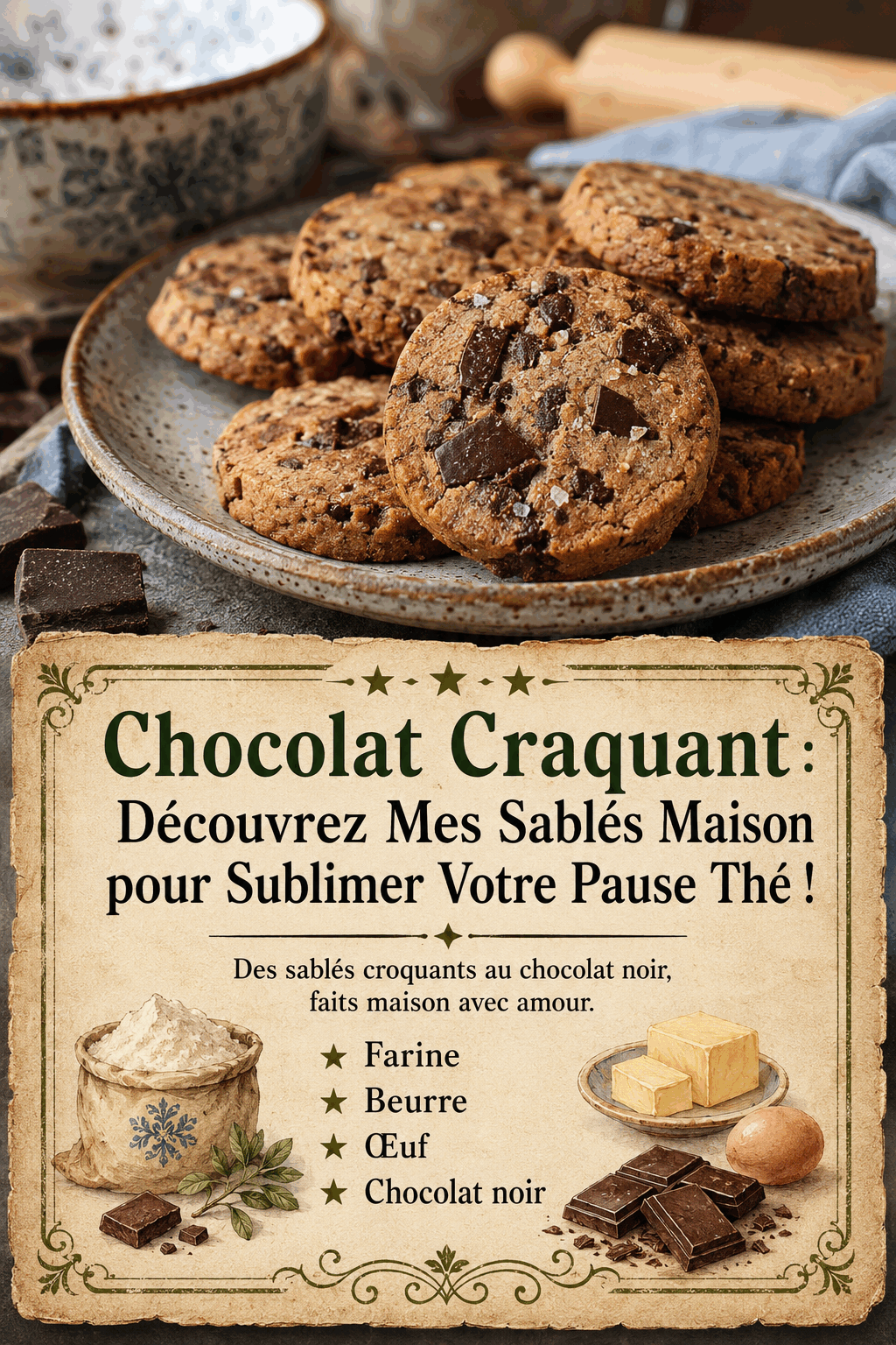 Chocolat Craquant : Découvrez Mes Sablés Maison pour Sublimer Votre Pause Thé !