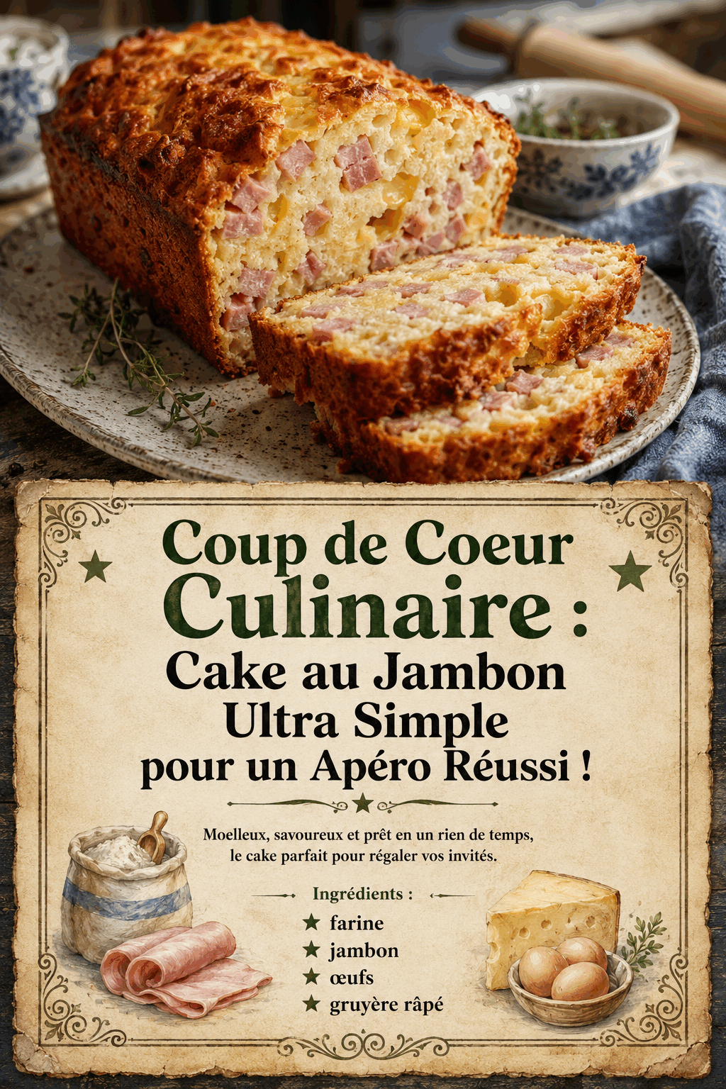 Coup de Coeur Culinaire : Cake au Jambon Ultra Simple pour un Apéro Réussi !