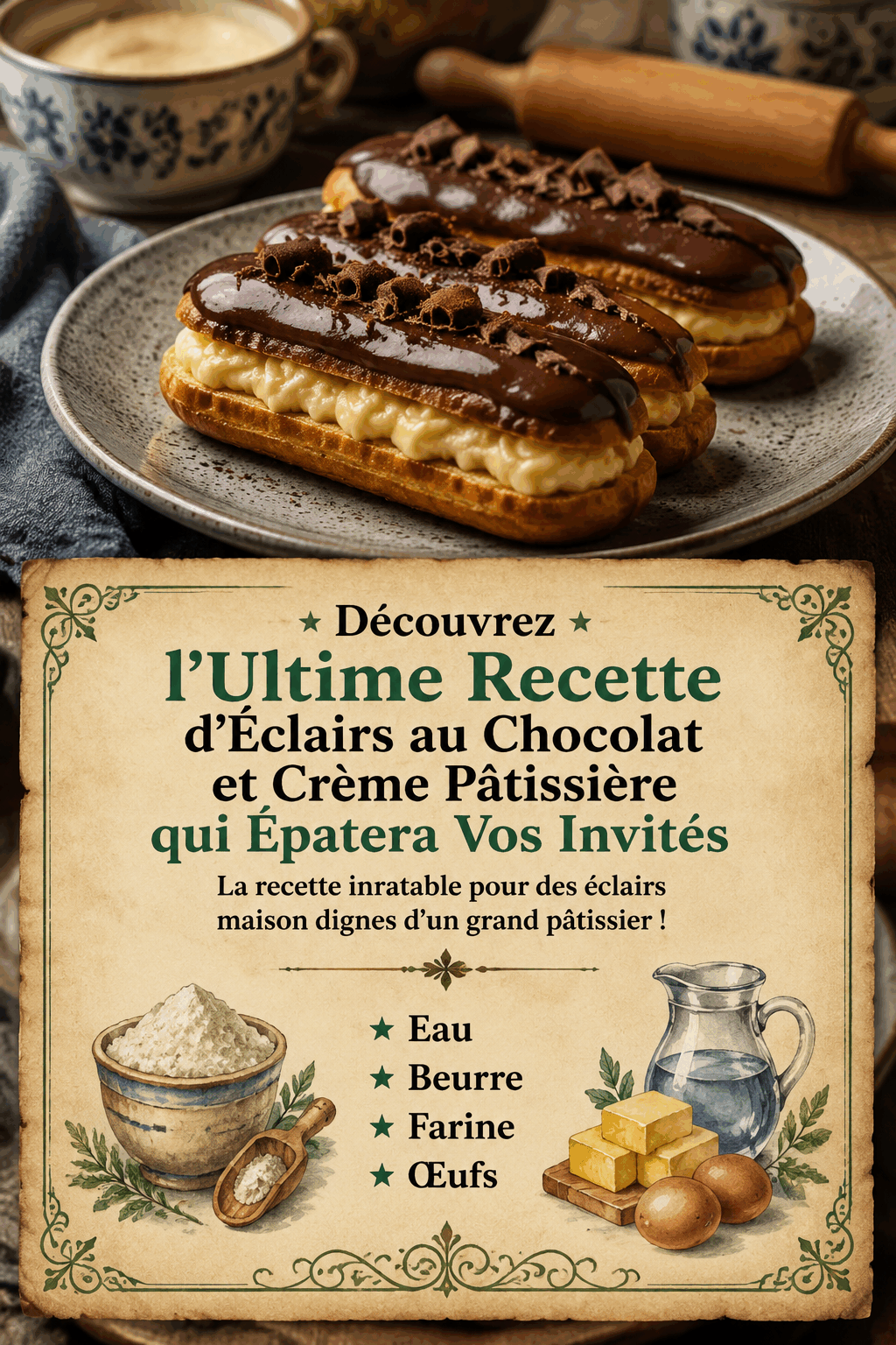 Découvrez l'Ultime Recette d'Éclairs au Chocolat et Crème Pâtissière qui Épatera Vos Invités