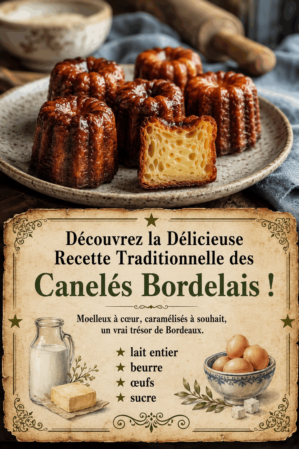 Découvrez la Délicieuse Recette Traditionnelle des Canelés Bordelais !