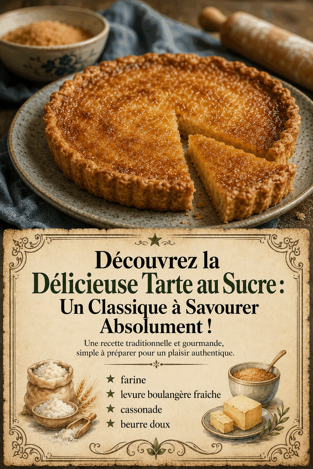 Découvrez la Délicieuse Tarte au Sucre : Un Classique à Savourer Absolument !