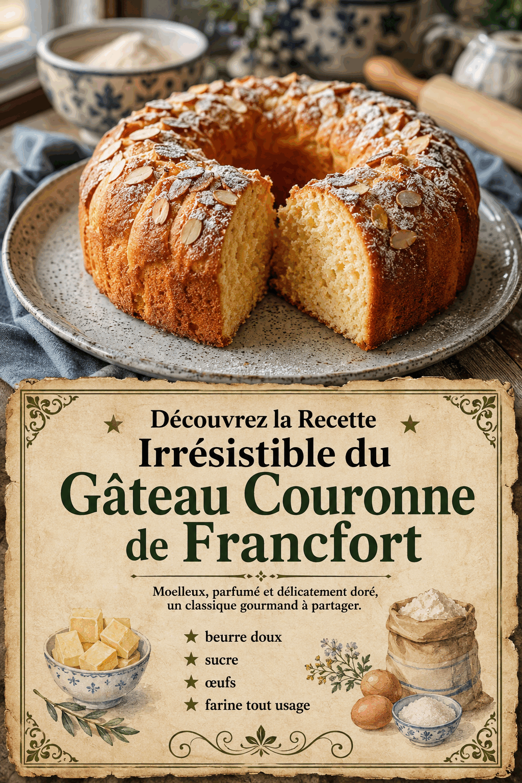 Découvrez la Recette Irrésistible du Gâteau Couronne de Francfort