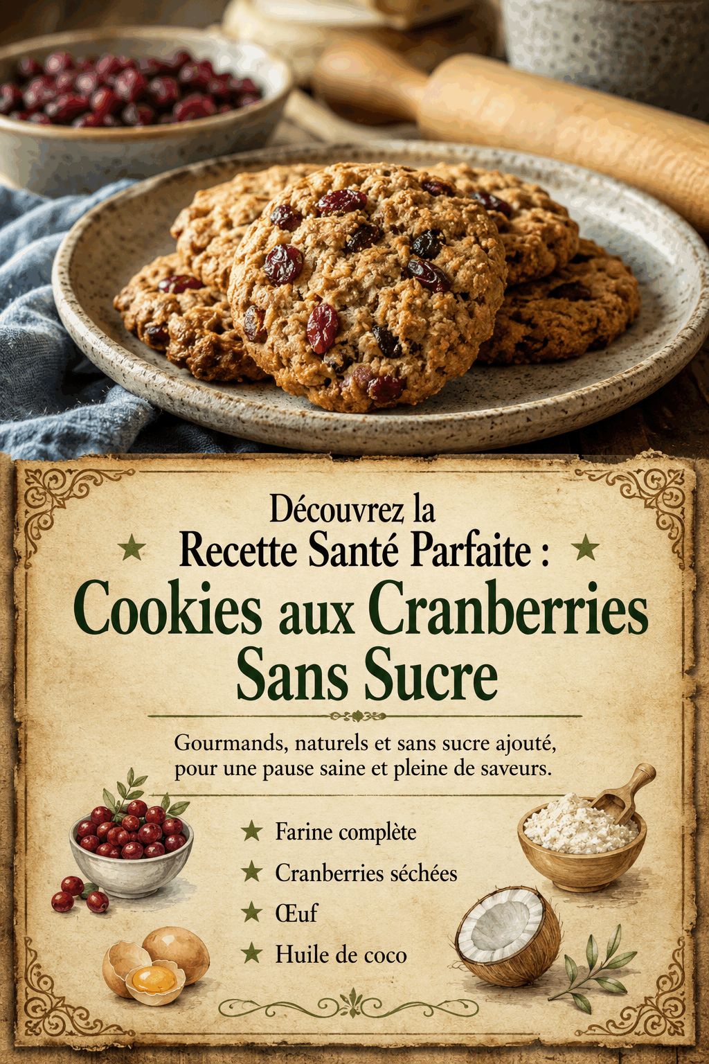 Découvrez la Recette Santé Parfaite : Cookies aux Cranberries Sans Sucre