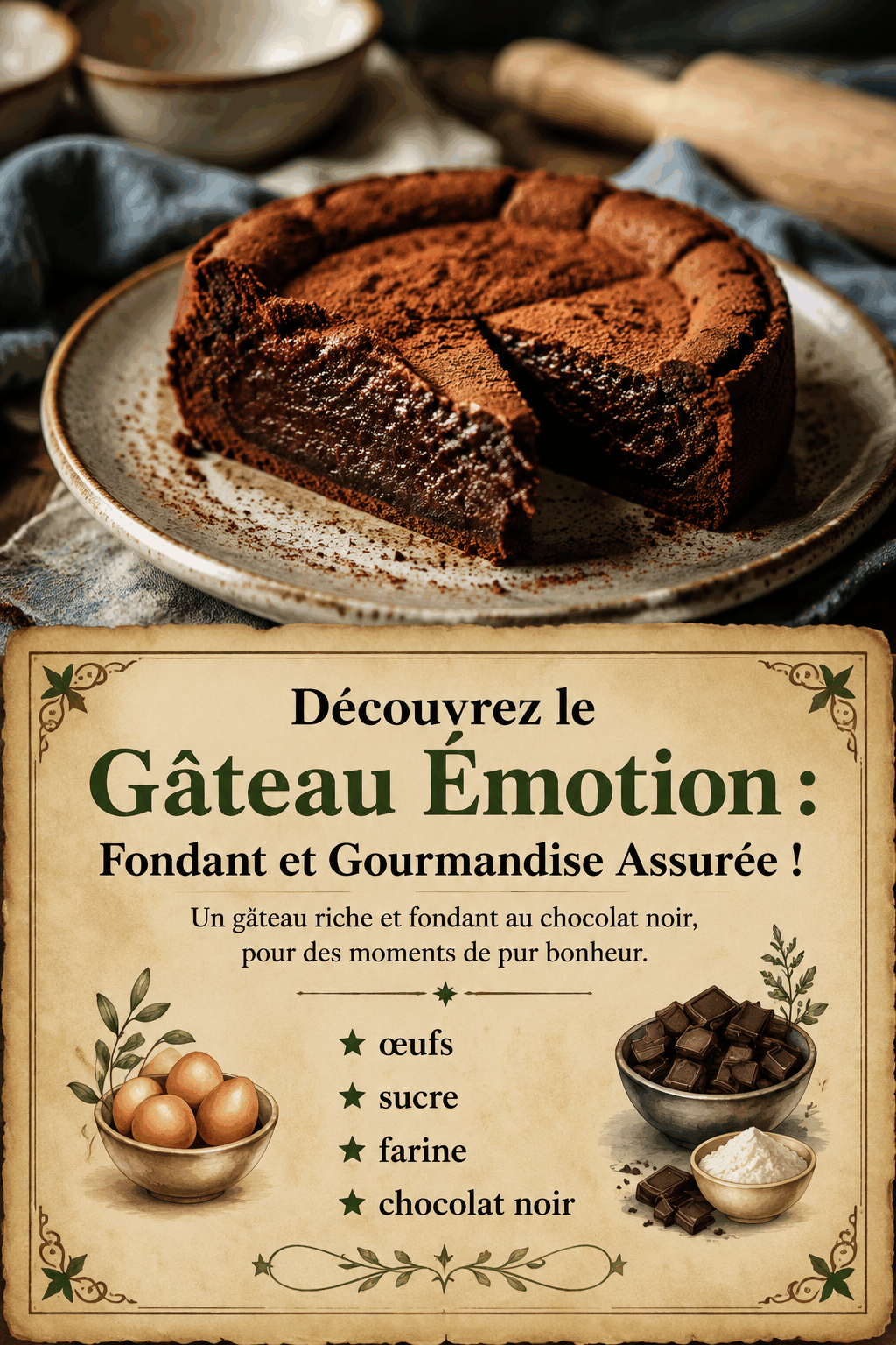 Découvrez le Gâteau Émotion : Fondant et Gourmandise Assurée !