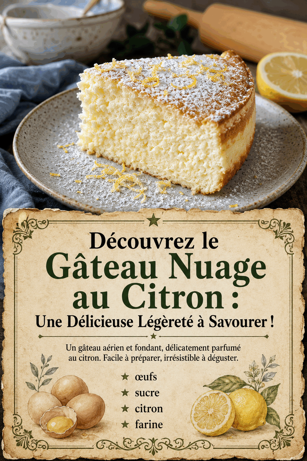 Découvrez le Gâteau Nuage au Citron : Une Délicieuse Légèreté à Savourer !