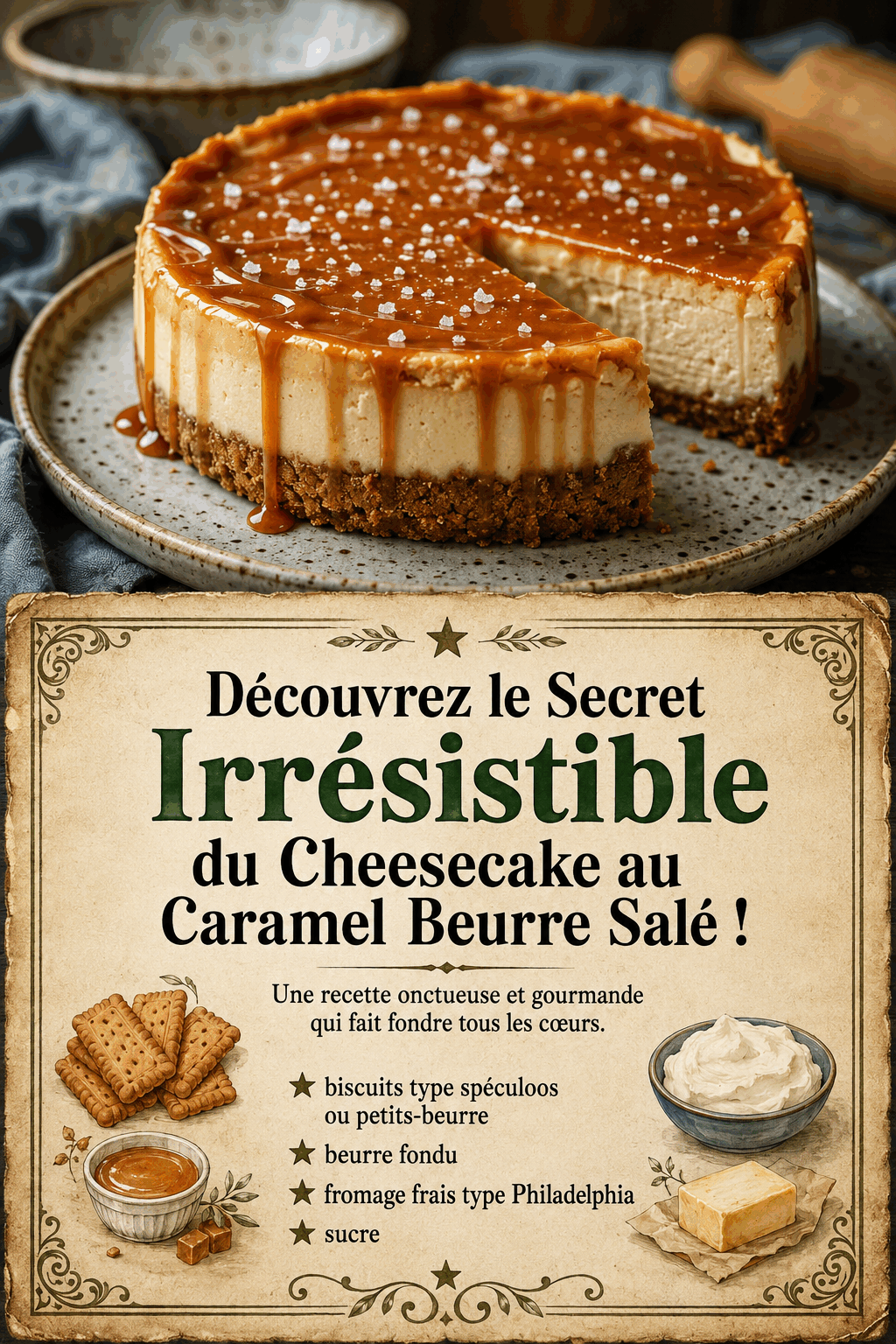 Découvrez le Secret Irrésistible du Cheesecake au Caramel Beurre Salé !
