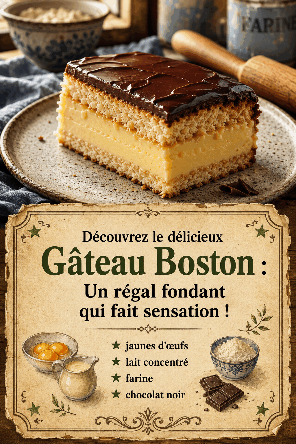 Découvrez le délicieux Gâteau Boston : Un régal fondant qui fait sensation !