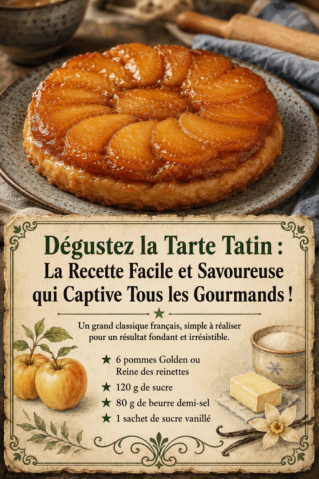 Dégustez la Tarte Tatin : La Recette Facile et Savoureuse qui Captive Tous les Gourmands !