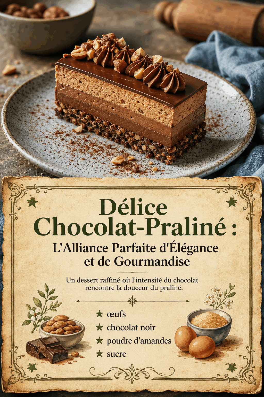 Délice Chocolat-Praliné : L'Alliance Parfaite d'Élégance et de Gourmandise