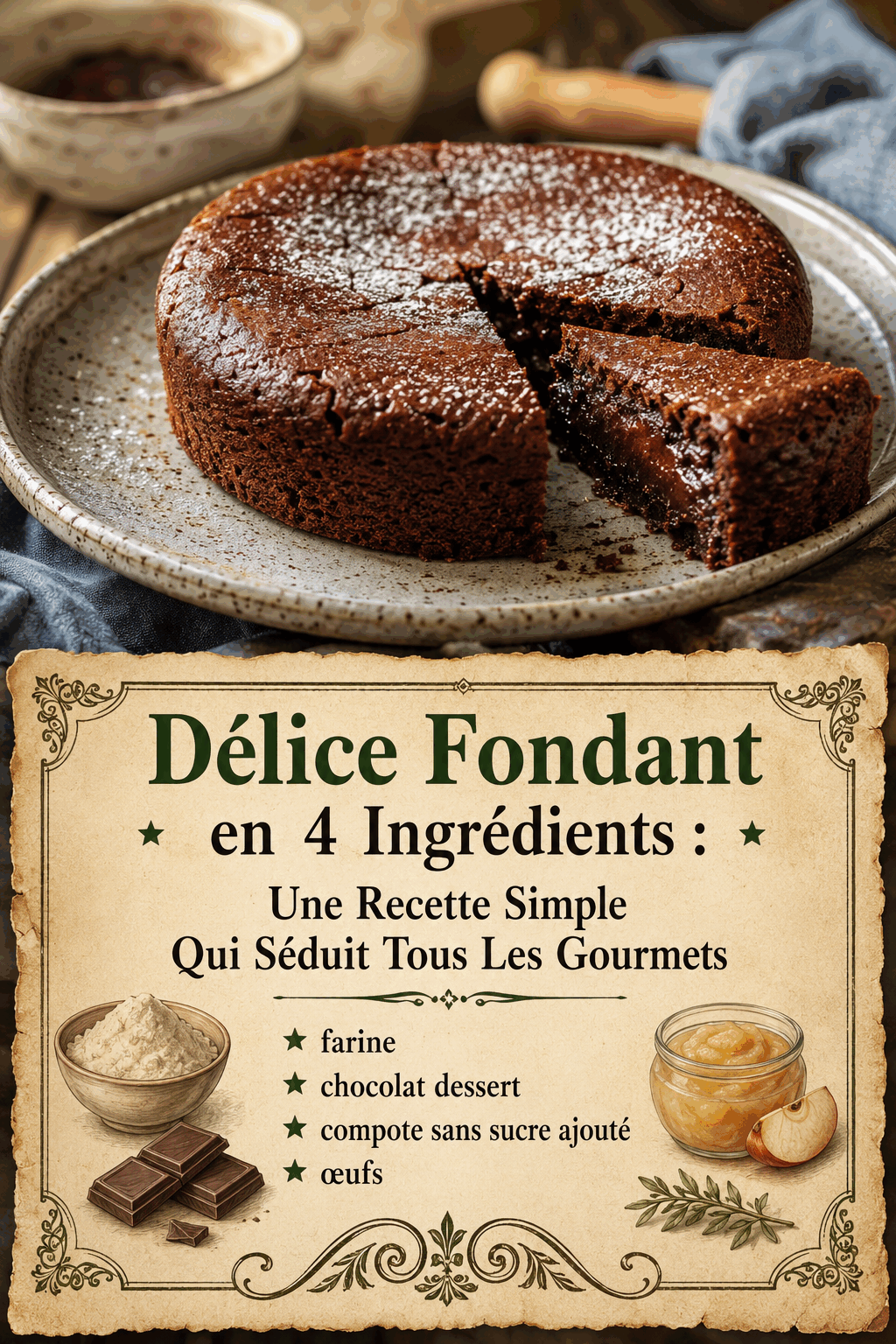 Délice Fondant en 4 Ingrédients : Une Recette Simple Qui Séduit Tous Les Gourmets
