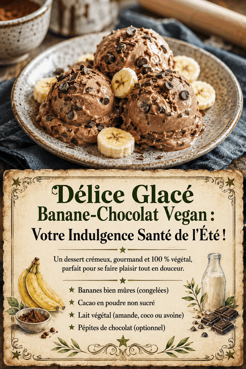 Délice Glacé Banane-Chocolat Vegan : Votre Indulgence Santé de l&rsquo;Été !