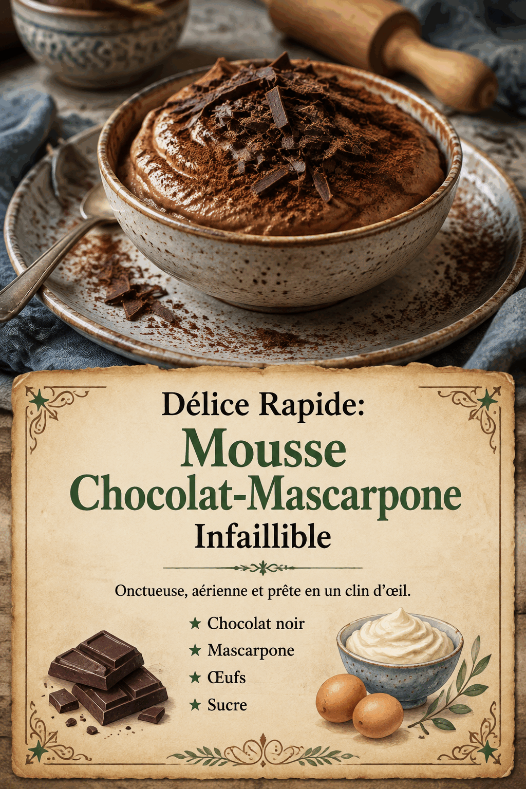 Délice Rapide: Mousse Chocolat-Mascarpone Инfaillible
