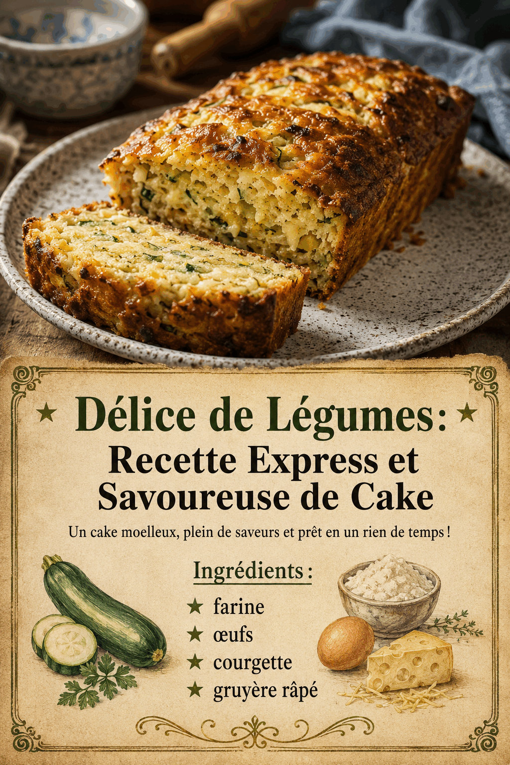 Délice de Légumes : Recette Express et Savoureuse de Cake