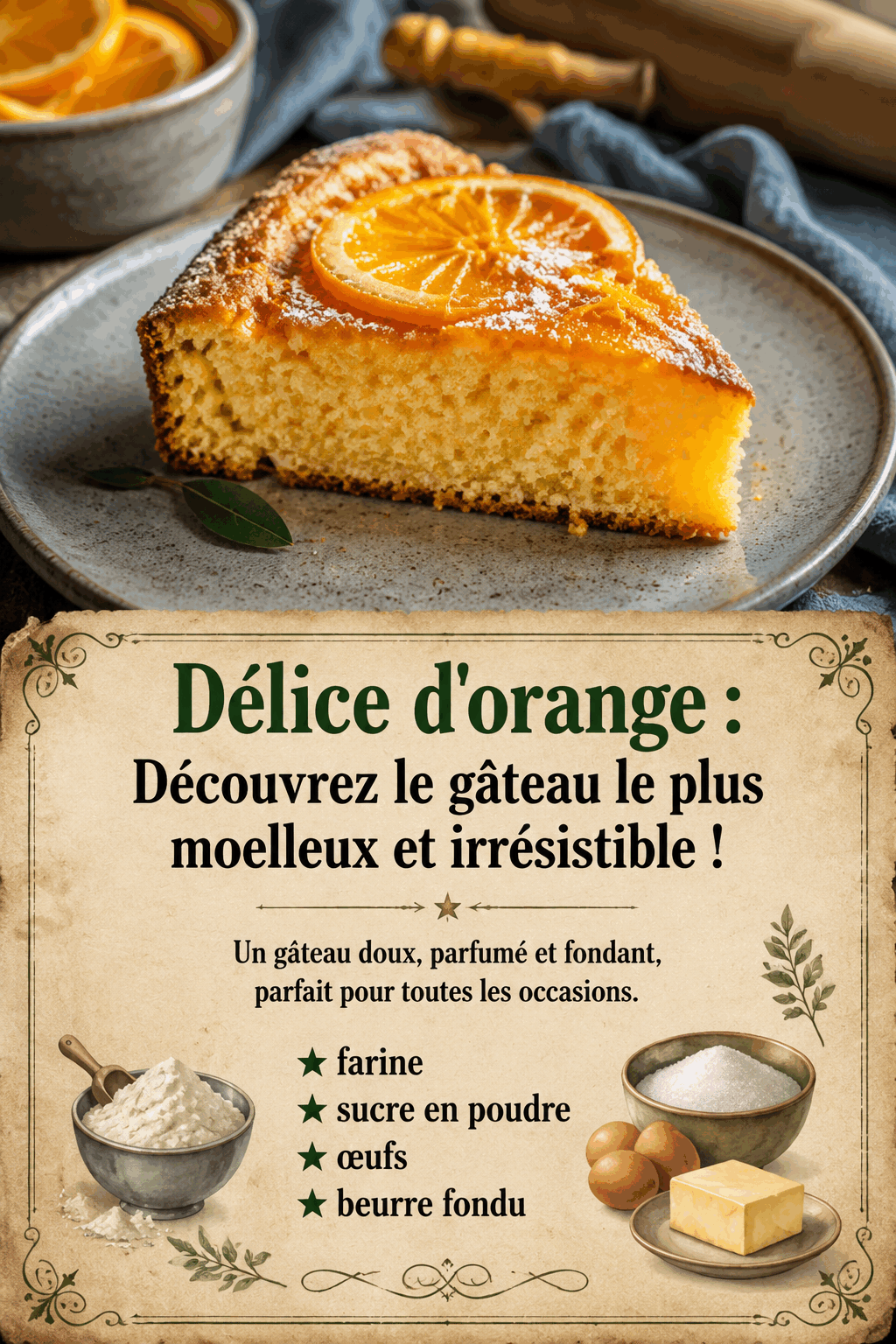 Délice d'orange : Découvrez le gâteau le plus moelleux et irrésistible !