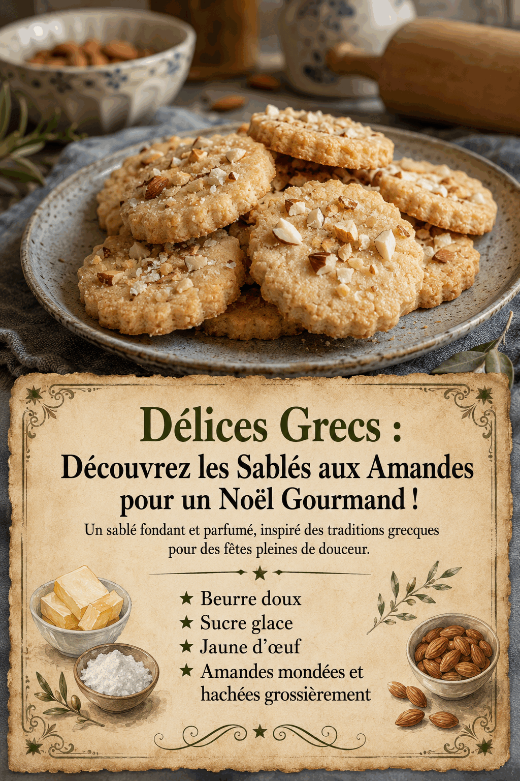 Délices Grecs : Découvrez les Sablés aux Amandes pour un Noël Gourmand !