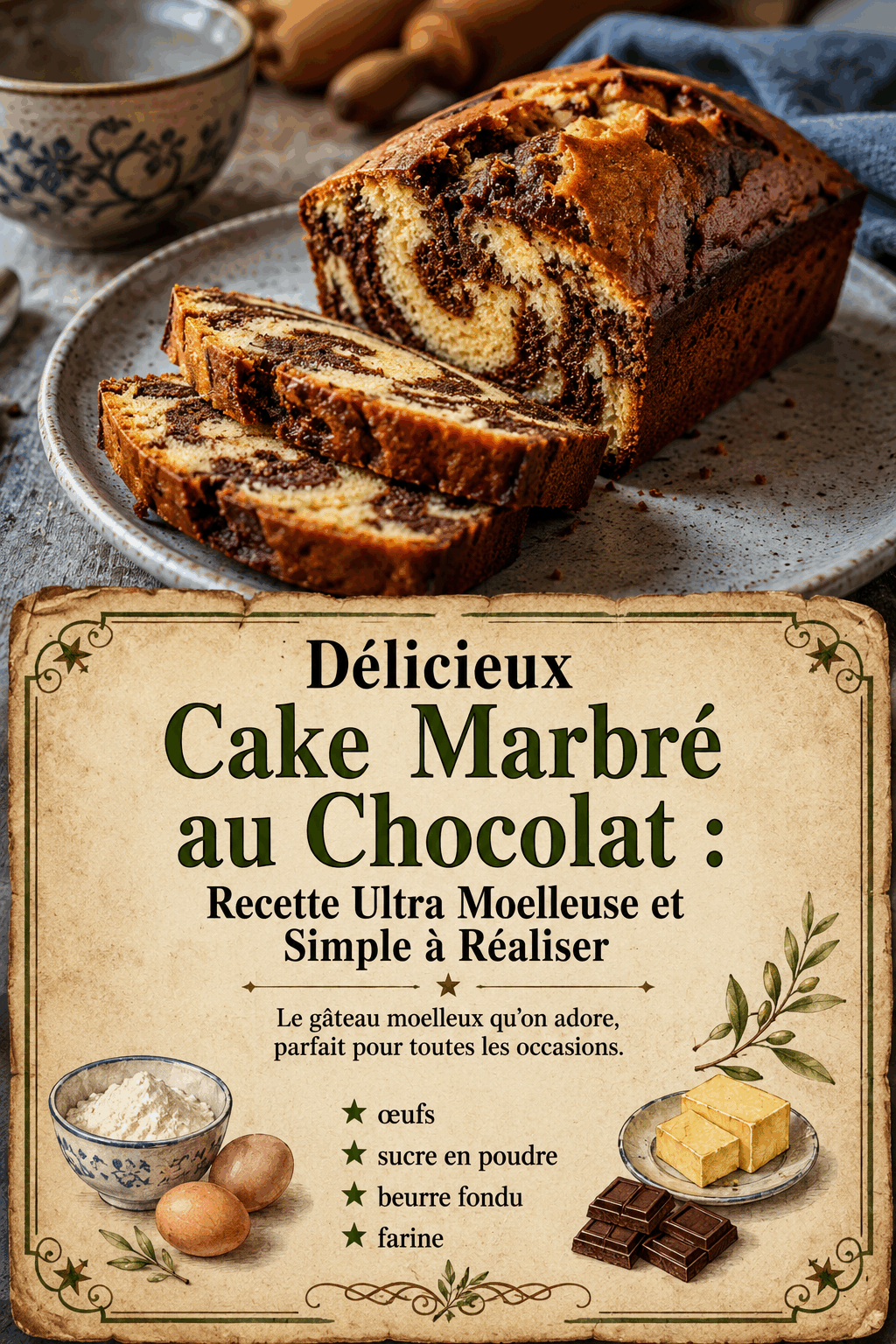 Délicieux Cake Marbré au Chocolat : Recette Ultra Moelleuse et Simple à Réaliser