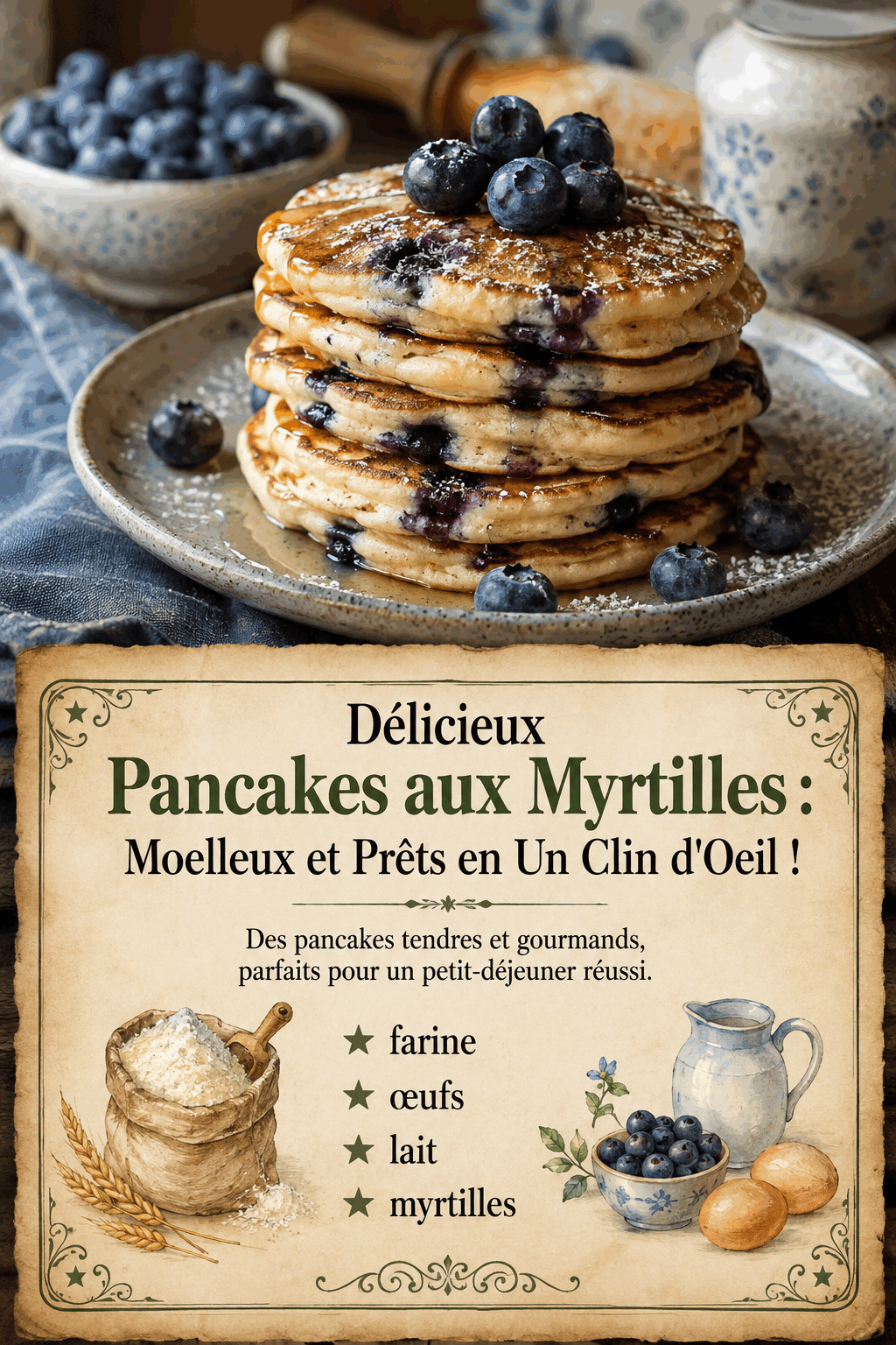 Délicieux Pancakes aux Myrtilles : Moelleux et Prêts en Un Clin d'Oeil !