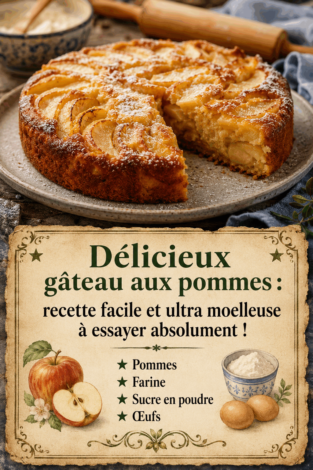 Délicieux gâteau aux pommes : recette facile et ultra moelleuse à essayer absolument !