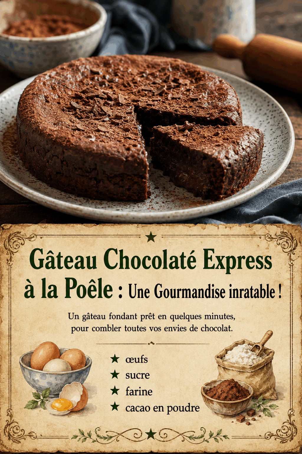 Gâteau Chocolaté Express à la Poêle : Une Gourmandise inratable !