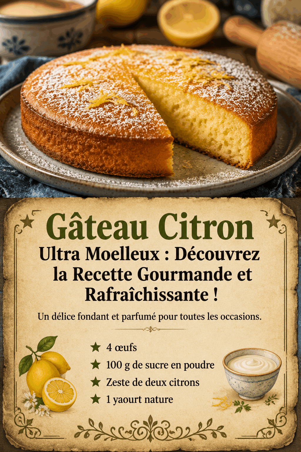 Gâteau Citron Ultra Moelleux : Découvrez la Recette Gourmande et Rafraîchissante !
