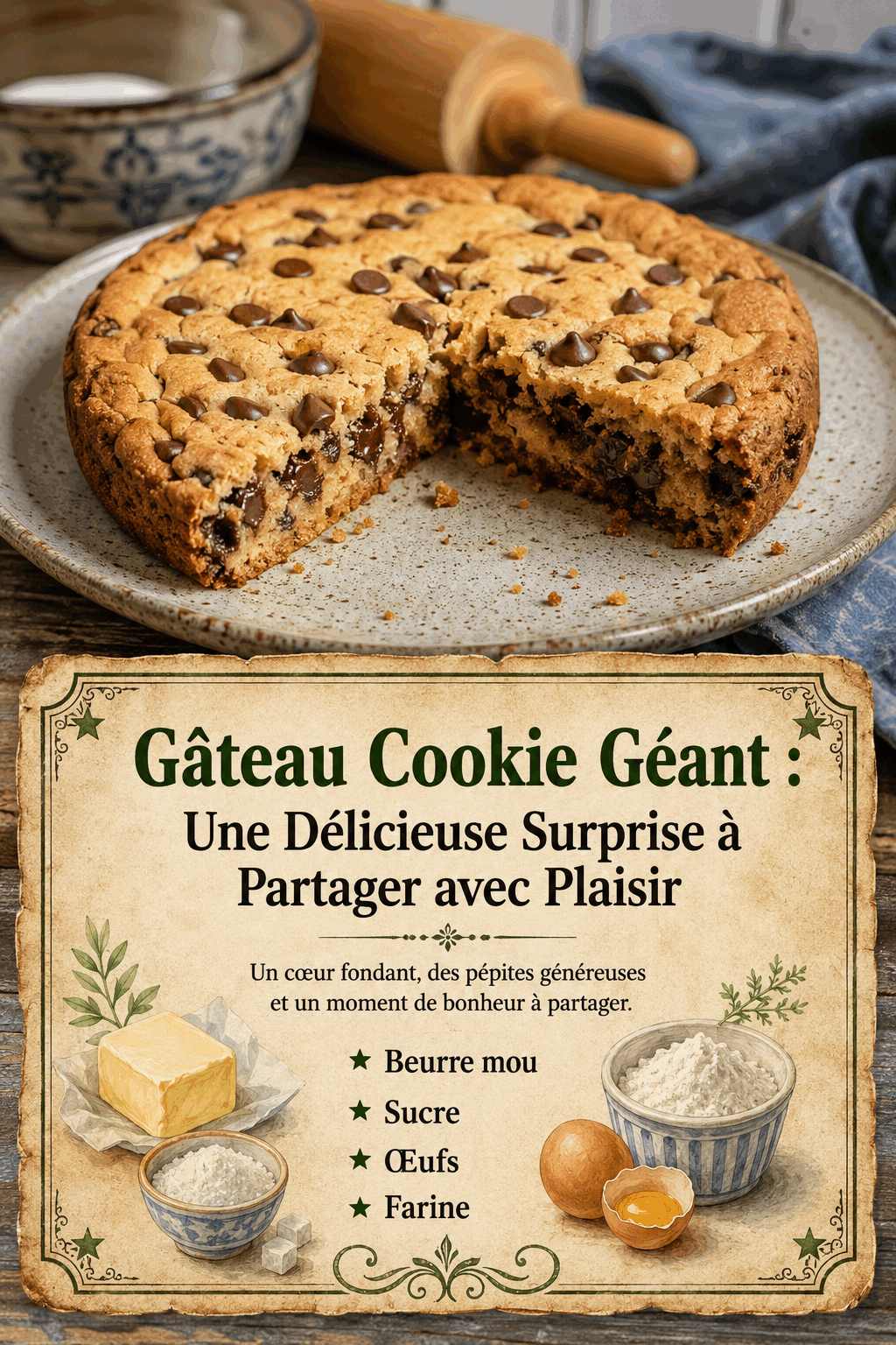 Gâteau Cookie Géant : Une Délicieuse Surprise à Partager avec Plaisir